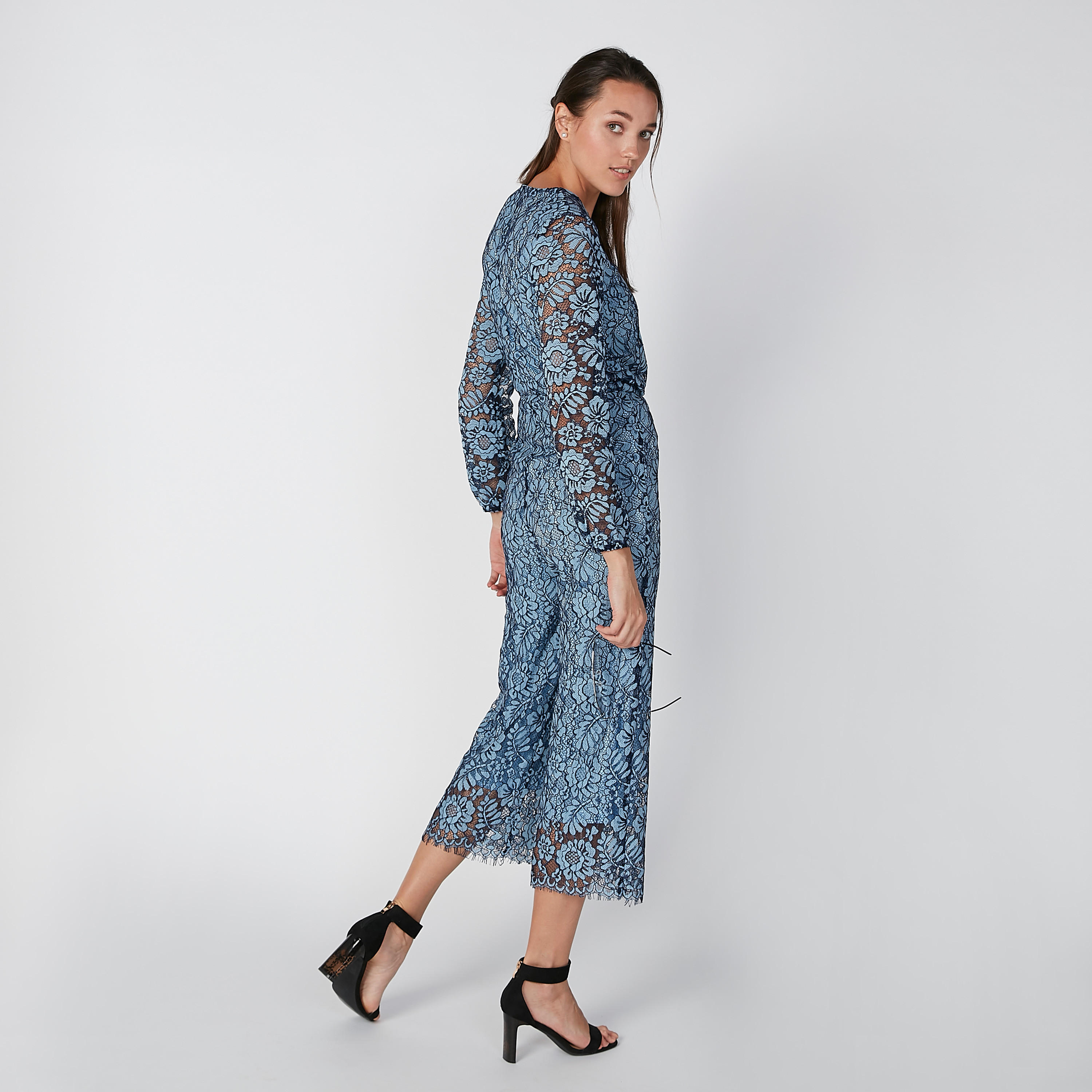 بنطال واسع الساقين دانتيل بخصر مطّاطي متوسط الارتفاع من ايل-women-clothing-bottoms-trousers-image-3