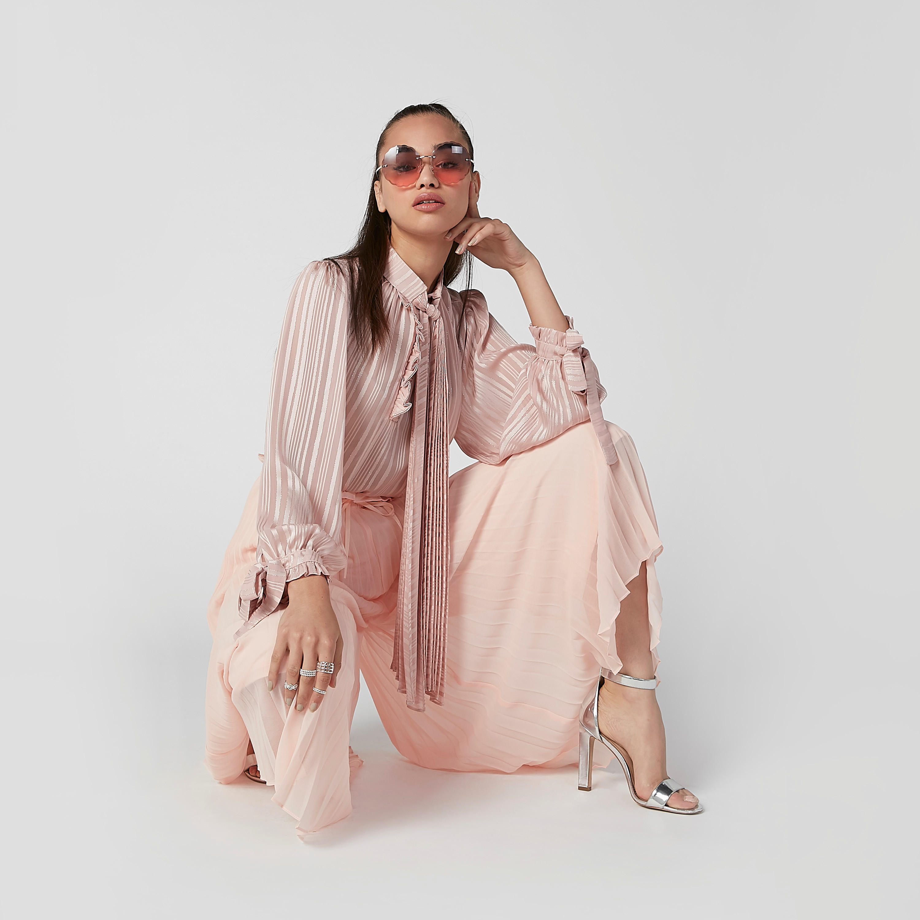 ELLE Wide Fit Pleated Culottes with Drawstring-women-clothing-bottoms-trousers-image-1