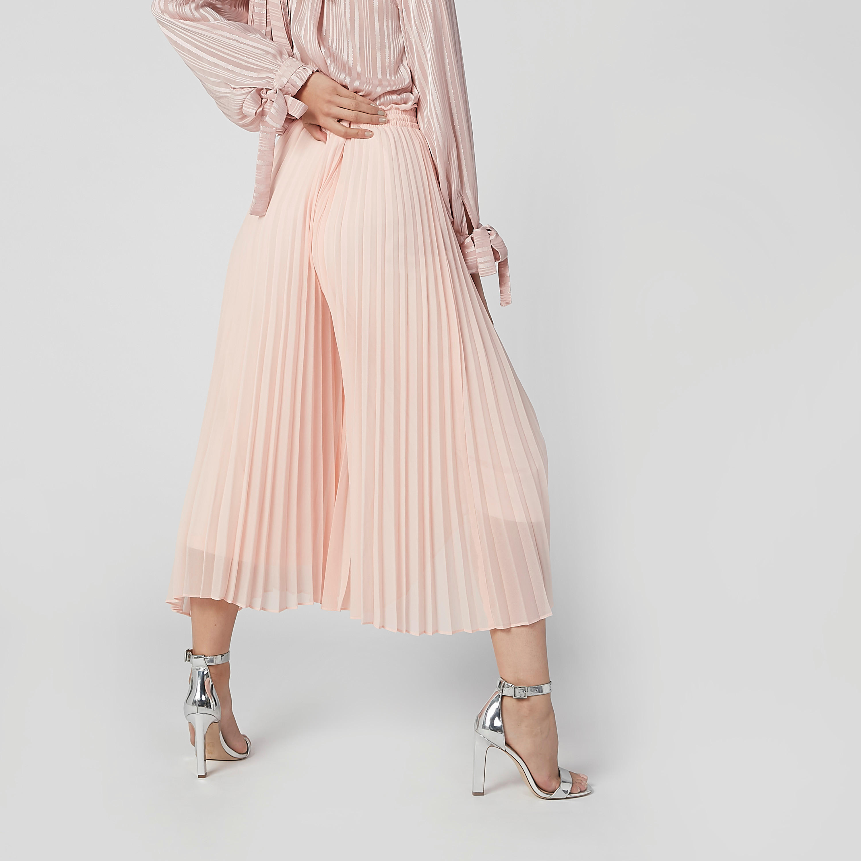 ELLE Wide Fit Pleated Culottes with Drawstring-women-clothing-bottoms-trousers-image-4