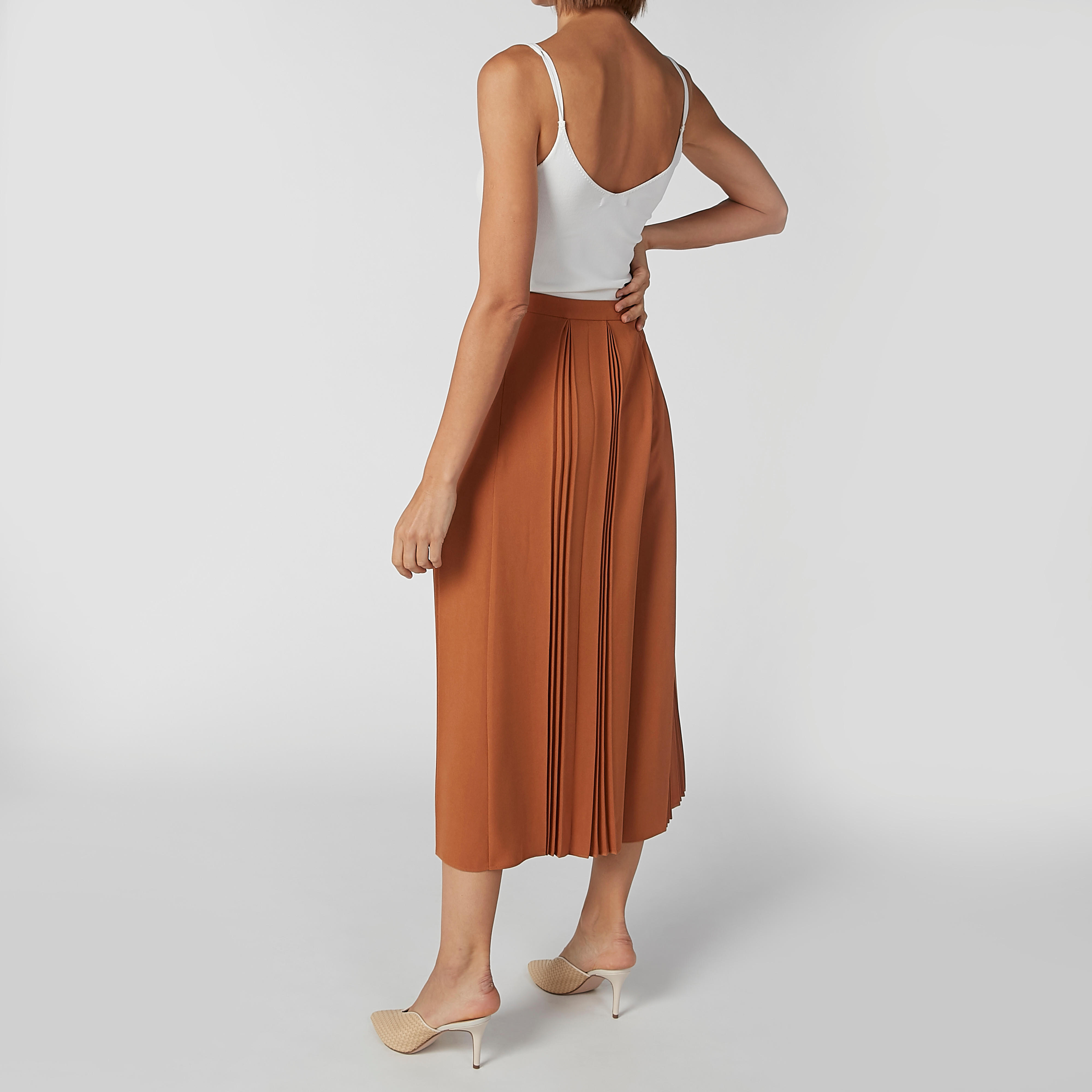 بنطال واسع الساقين سادة بقصّة واسعة وخصر متوسط الارتفاع-women-clothing-bottoms-trousers-image-2