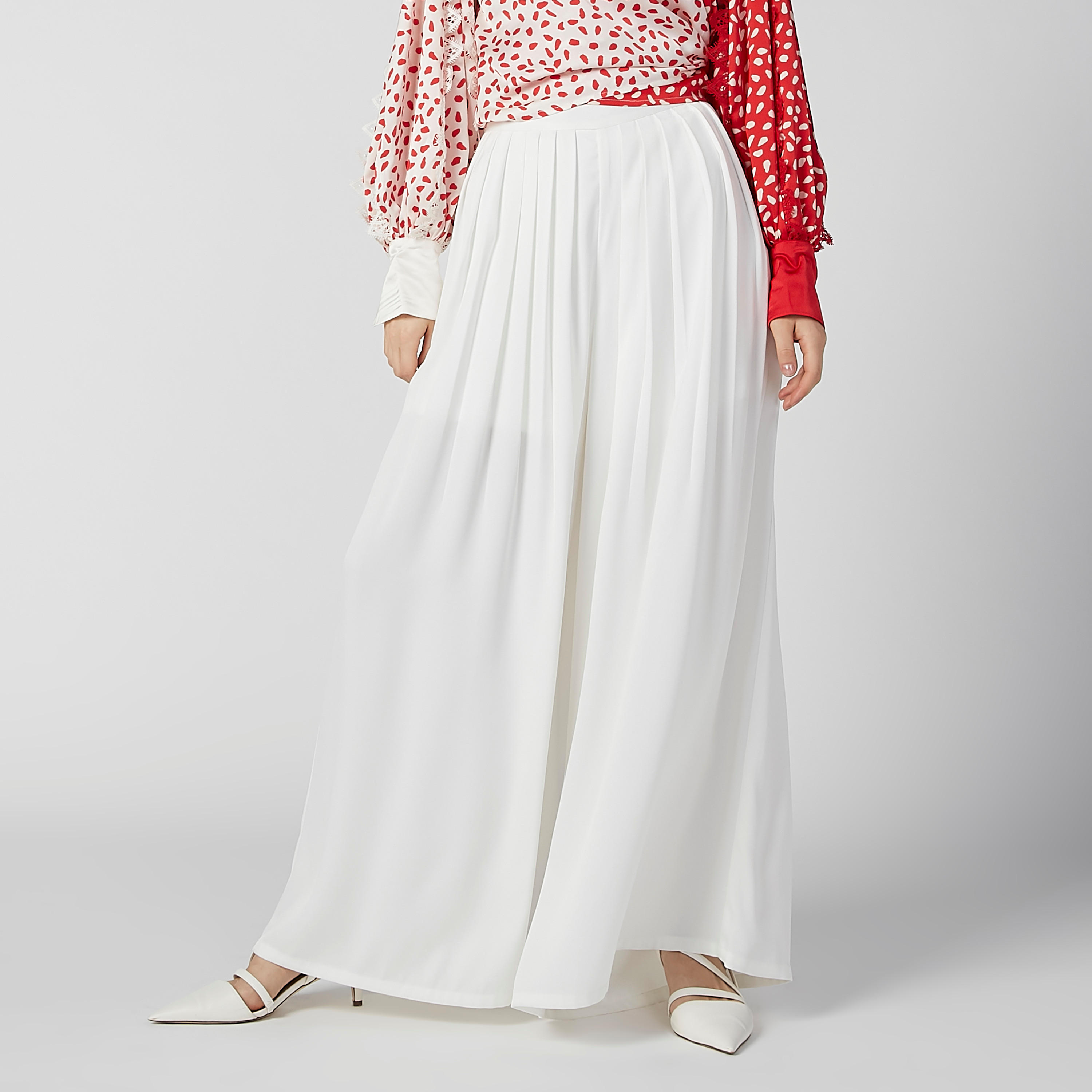 بنطال بالازو سادة بقصّة واسعة وخصر مطّاطي متوسط الارتفاع من إيل-women-clothing-bottoms-trousers-image-2