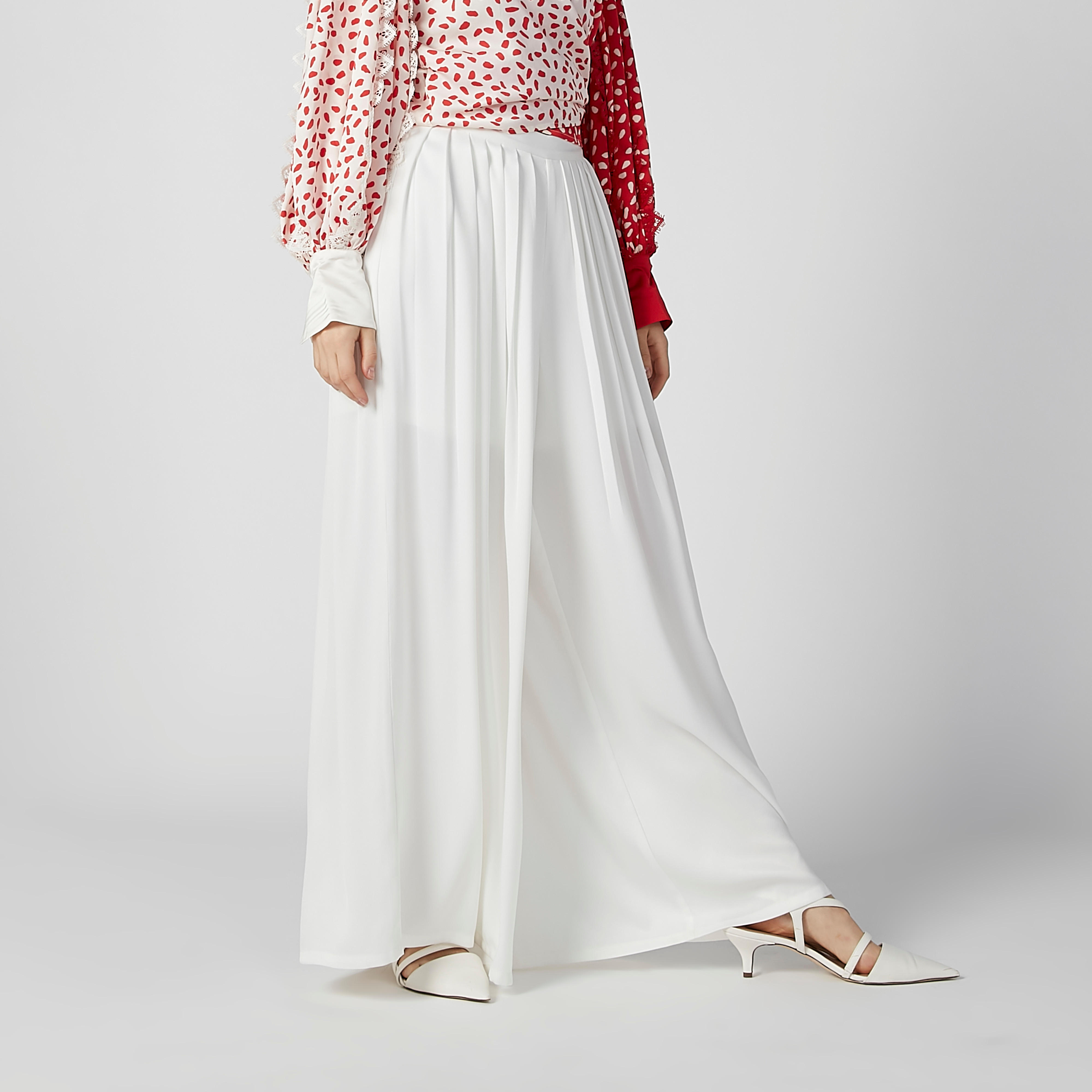 بنطال بالازو سادة بقصّة واسعة وخصر مطّاطي متوسط الارتفاع من إيل-women-clothing-bottoms-trousers-image-4