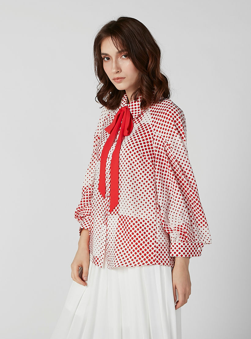بلوزة بطبعات منقّطة وأكمام طويلة وفيونكة من إيل-women-clothing-shirtsandblouses-blouses-image-4