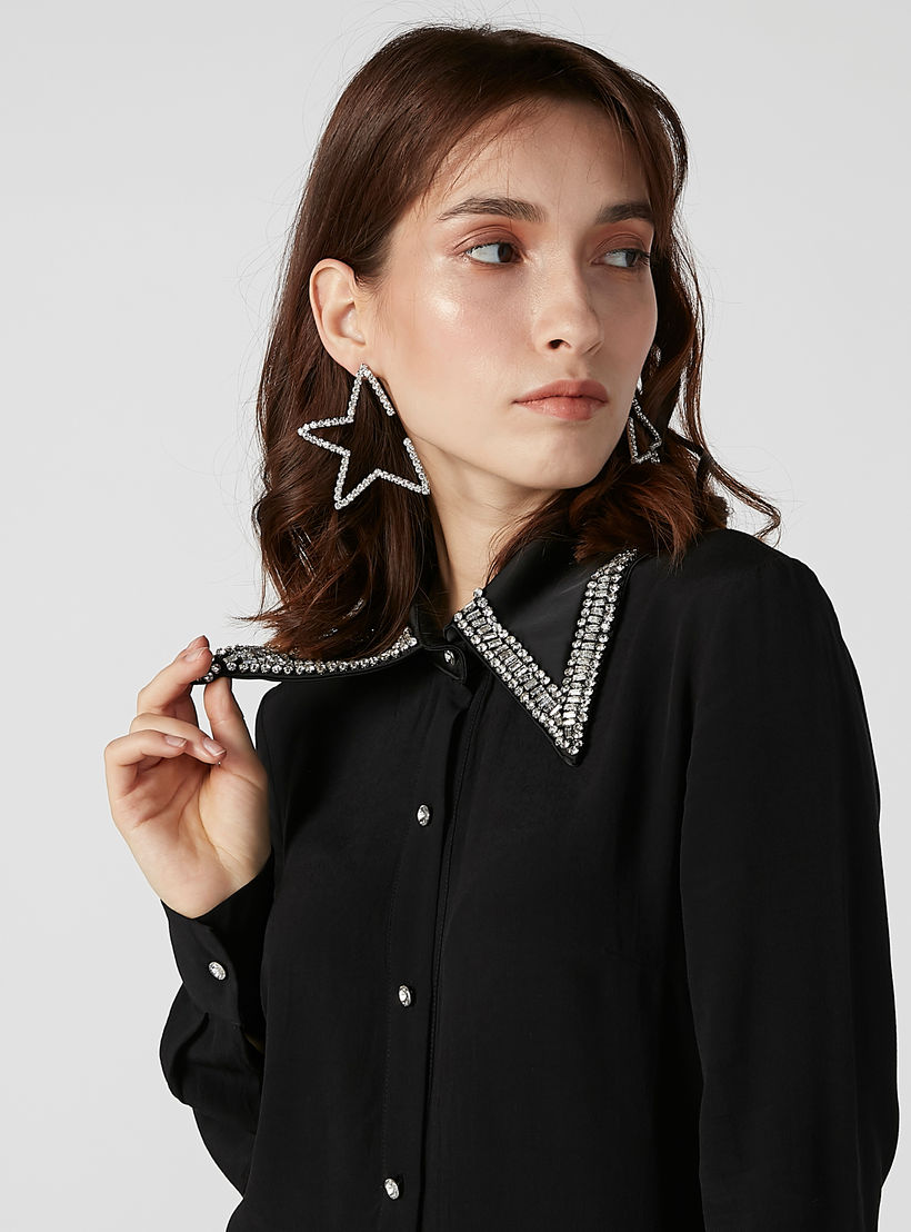 ELLE Embellished Shirt with Spread Collar and Long Sleeves-women-clothing-shirtsandblouses-shirts-image-2