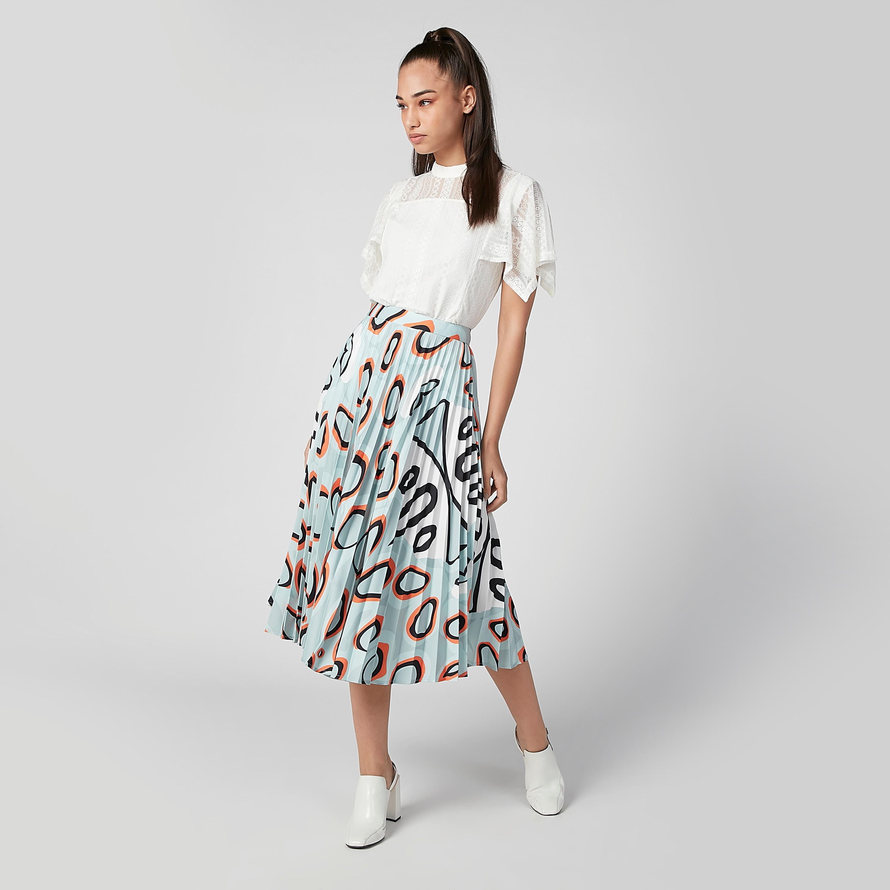 ELLE Printed Midi A-line Skirt with Elasticised Waistband-women-clothing-bottoms-skirts-image-2