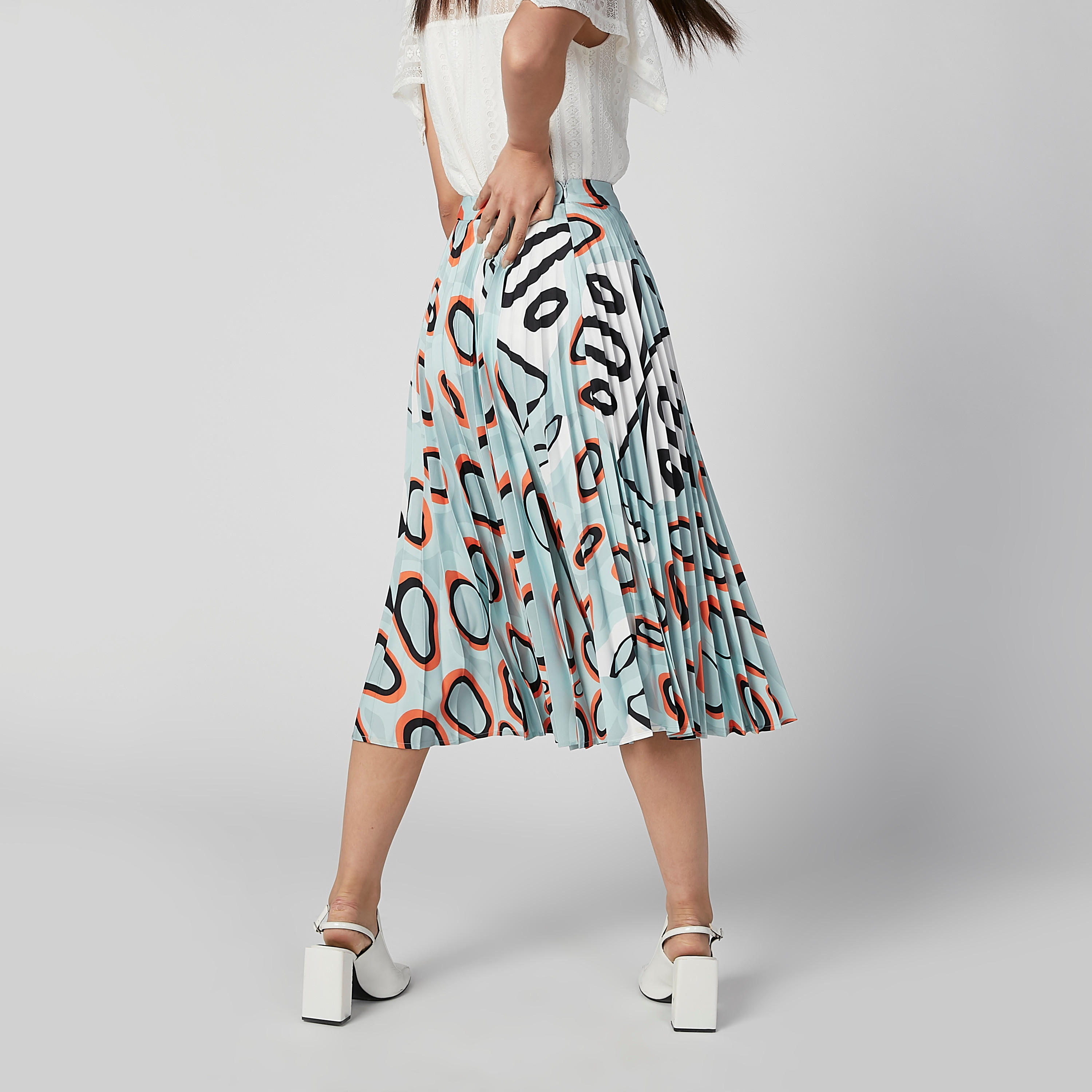 ELLE Printed Midi A-line Skirt with Elasticised Waistband-women-clothing-bottoms-skirts-image-4
