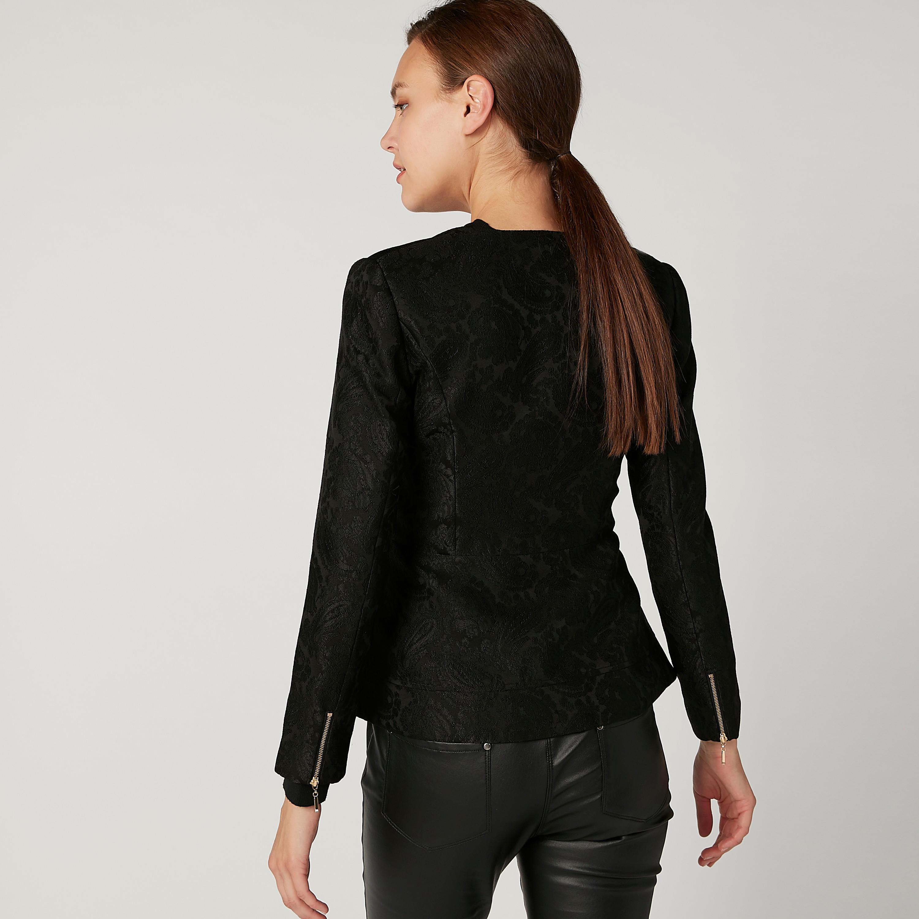 ELLE Textured Jacket with Long Sleeves-women-winterwear-coatsandjackets-jackets-image-4