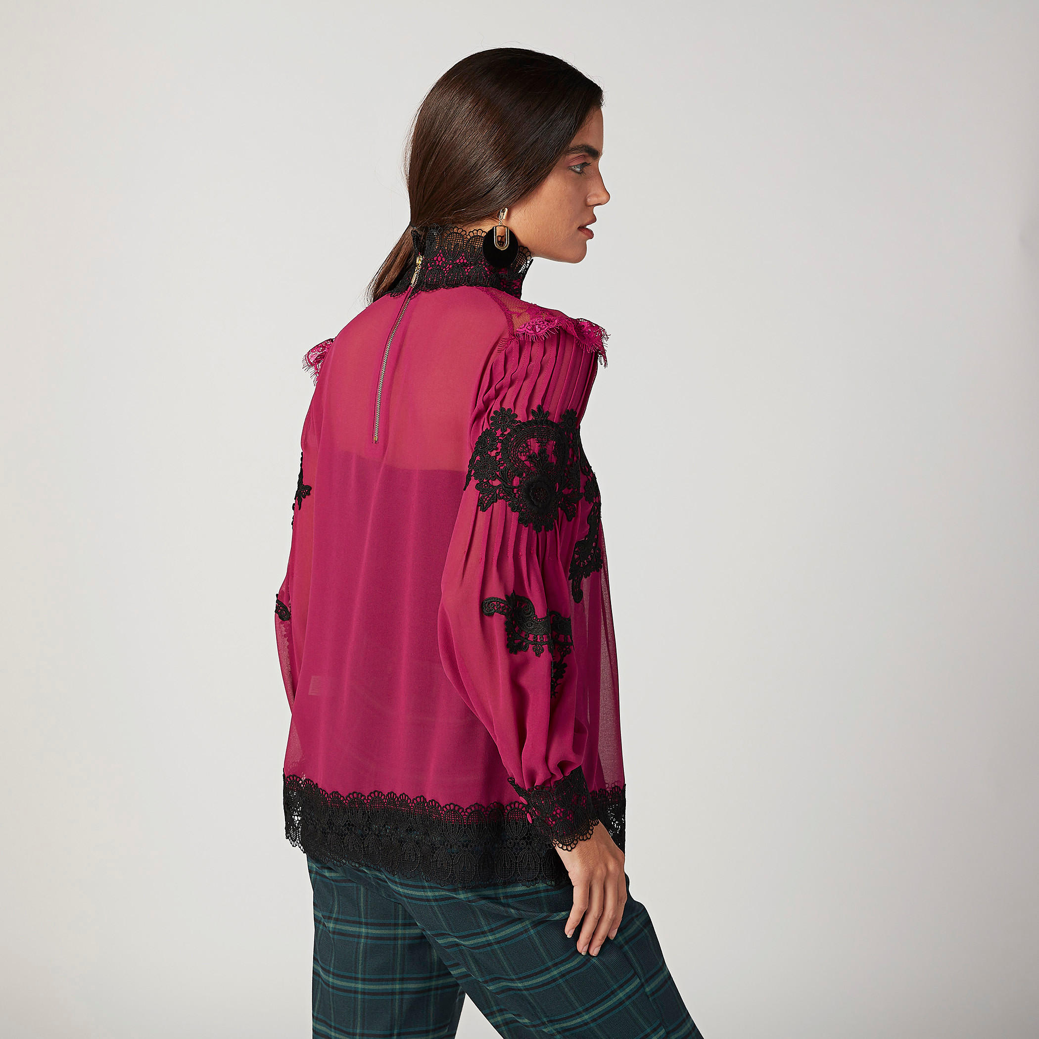 ELLE Lace Detail Top with High Neck and Long Sleeves-women-clothing-shirtsandblouses-blouses-image-4