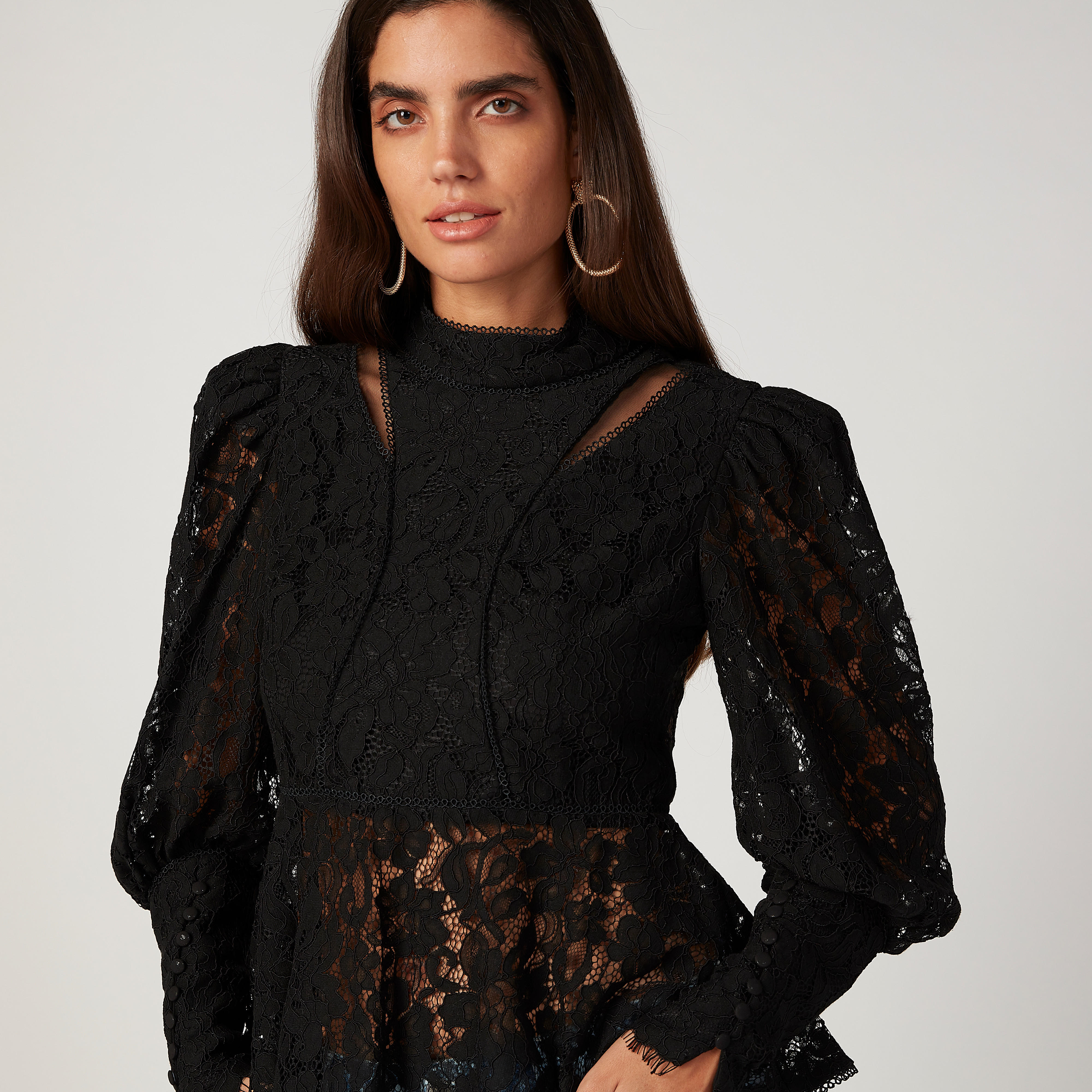 ELLE Lace Top with High Neck and Long Sleeves-women-clothing-shirtsandblouses-blouses-image-3