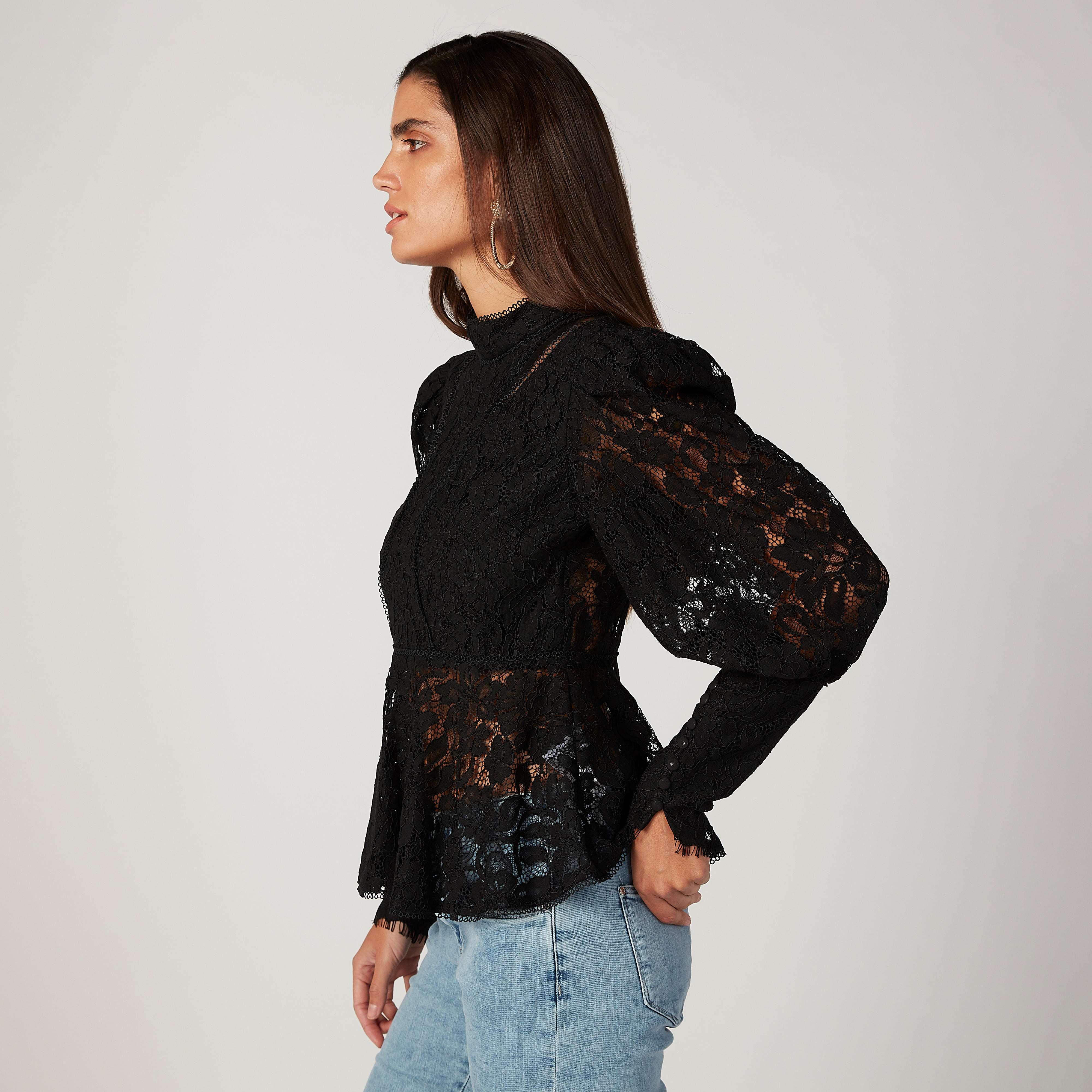 ELLE Lace Top with High Neck and Long Sleeves-women-clothing-shirtsandblouses-blouses-image-5