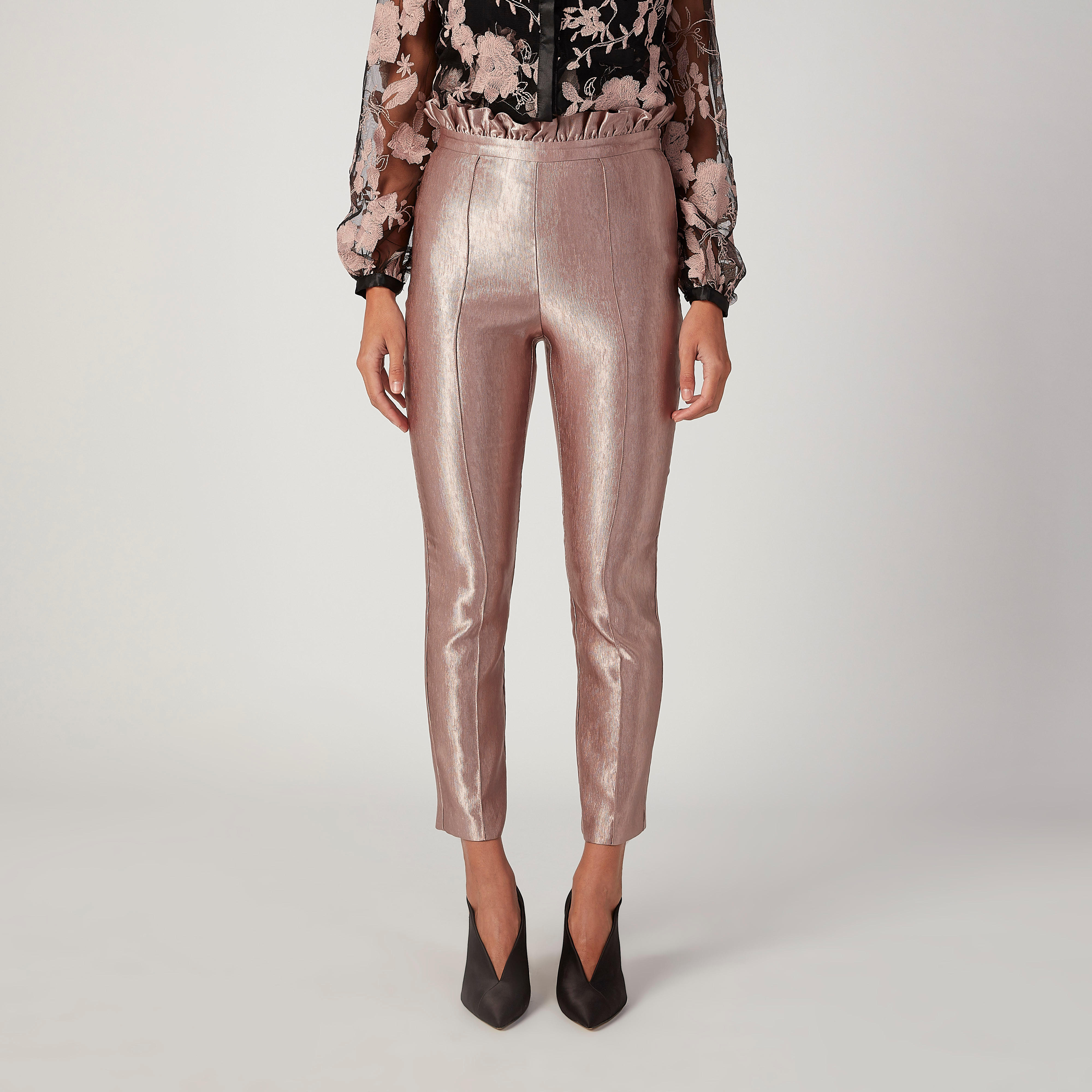 بنطلون بارز الملمس بخصر مطّاطي متوسط الارتفاع من إيل-women-clothing-bottoms-trousers-image-1
