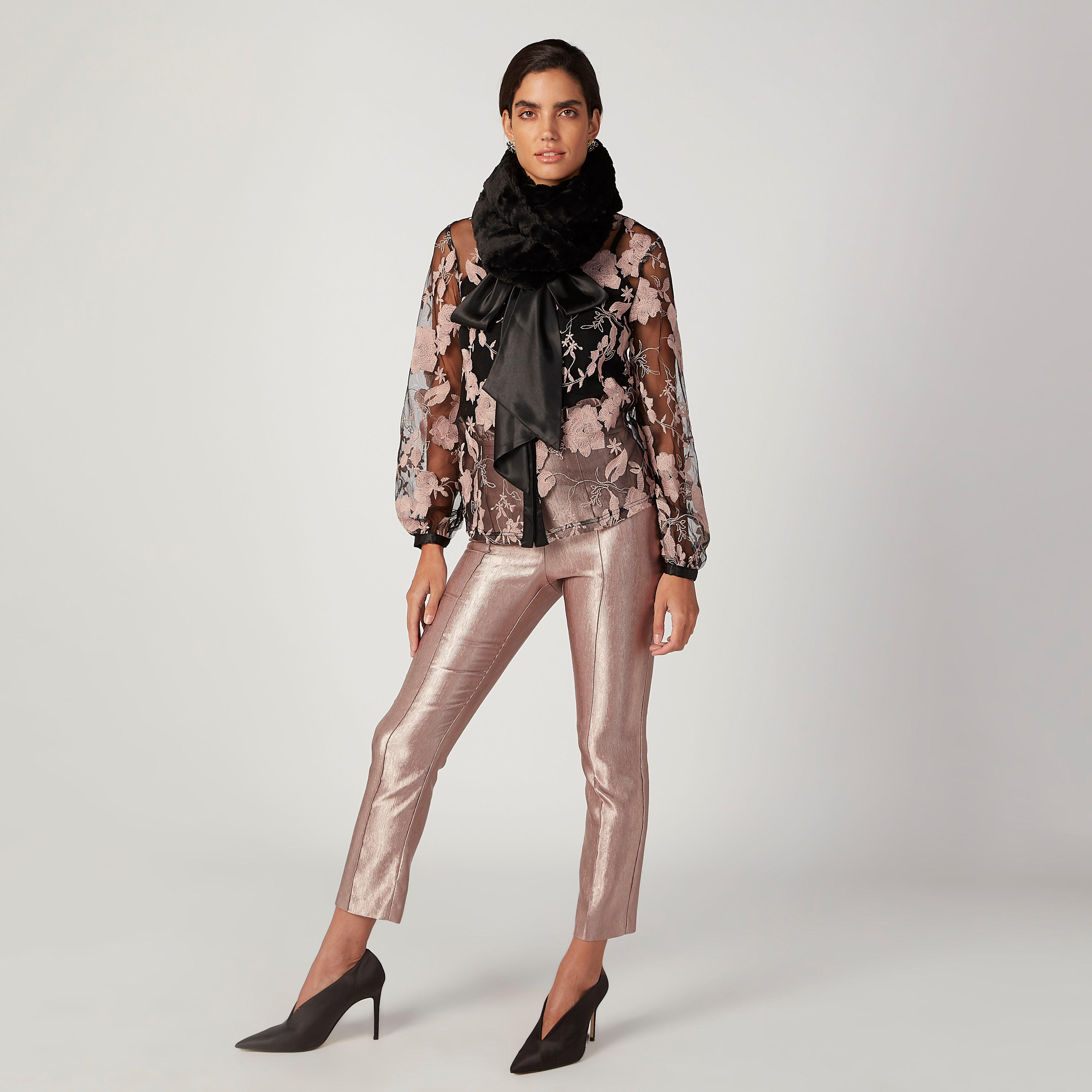 بنطلون بارز الملمس بخصر مطّاطي متوسط الارتفاع من إيل-women-clothing-bottoms-trousers-image-2