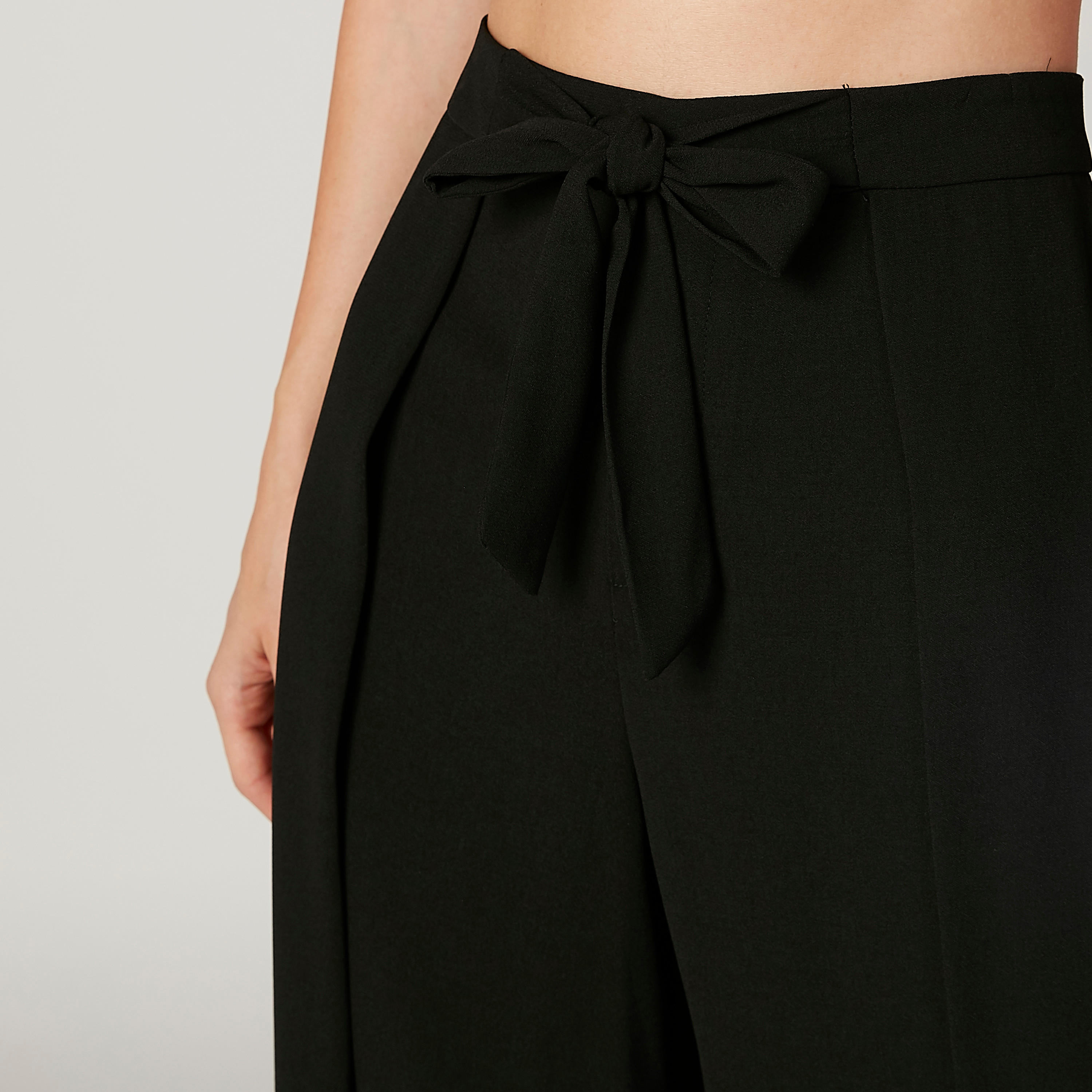 بنطلون بالازو سادة بخصر مطاطي متوسط الارتفاع من إيل-women-clothing-bottoms-trousers-image-3