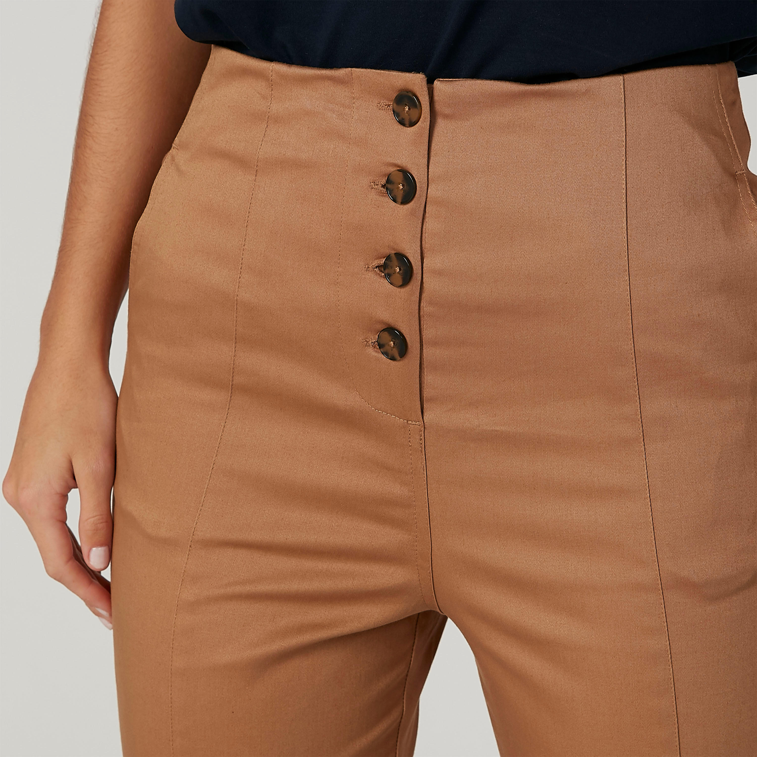 بنطلون سادة بخصر متوسط الارتفاع وجيوب من إيل-women-clothing-bottoms-trousers-image-6