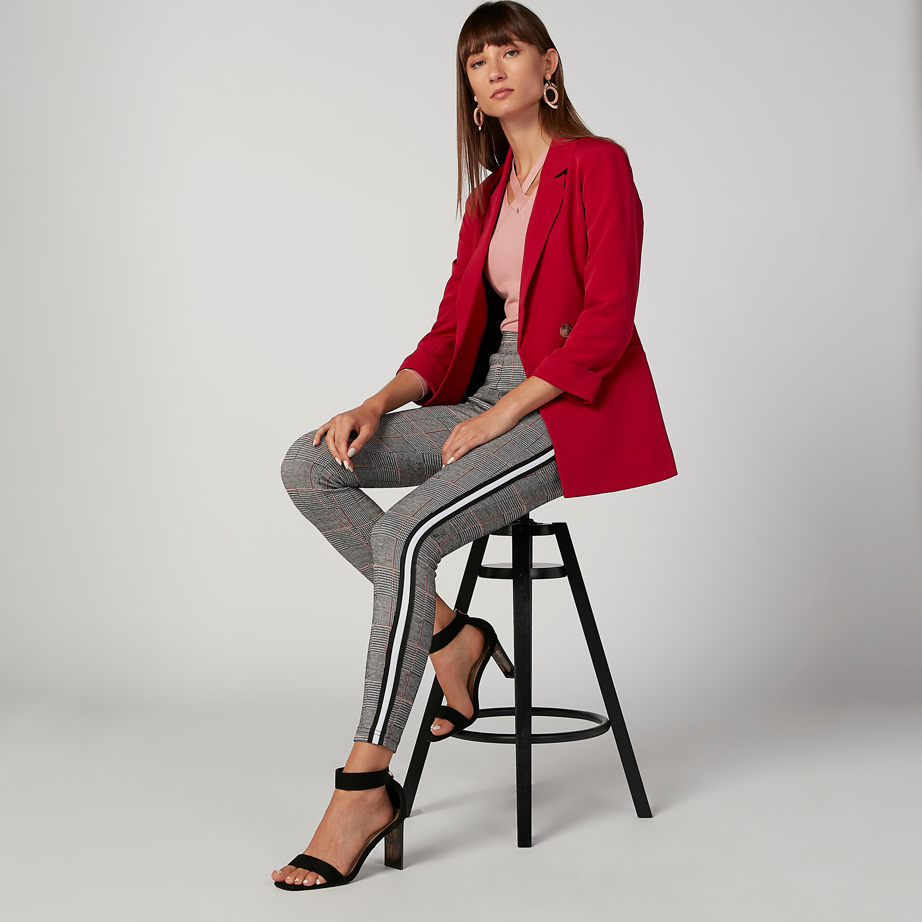 ELLE Textured Top with V-neck and Long Sleeves-women-clothing-shirtsandblouses-blouses-image-2