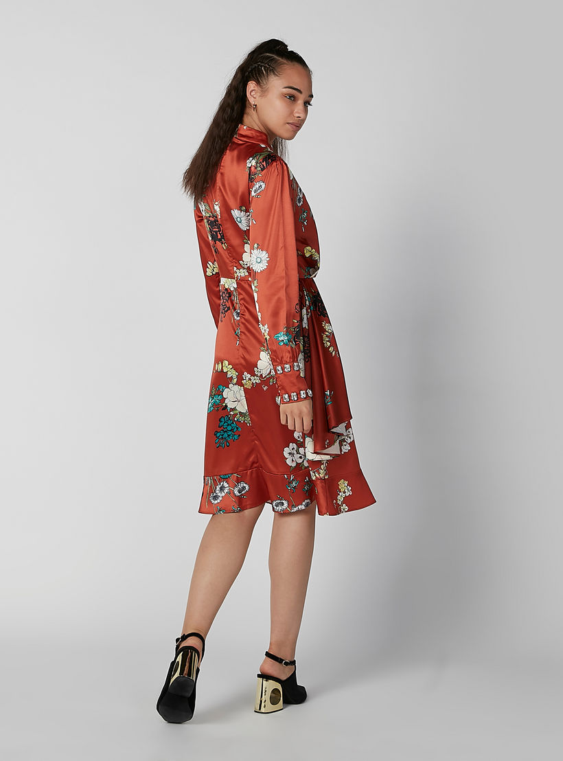 فستان ميدي إيه لاين بياقة عالية وأكمام طويلة وطبعات من إيل-women-clothing-dresses-image-6