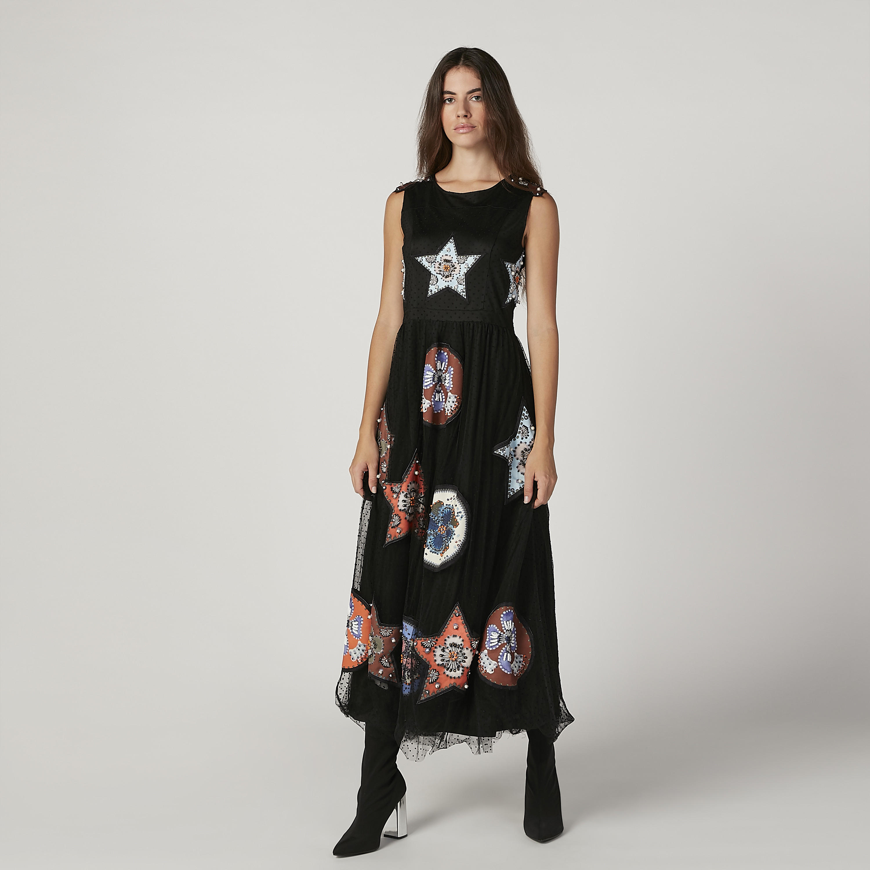 ELLE Printed Maxi A-line Sleeveless Dress with Embellishments-women-clothing-dresses-image-1