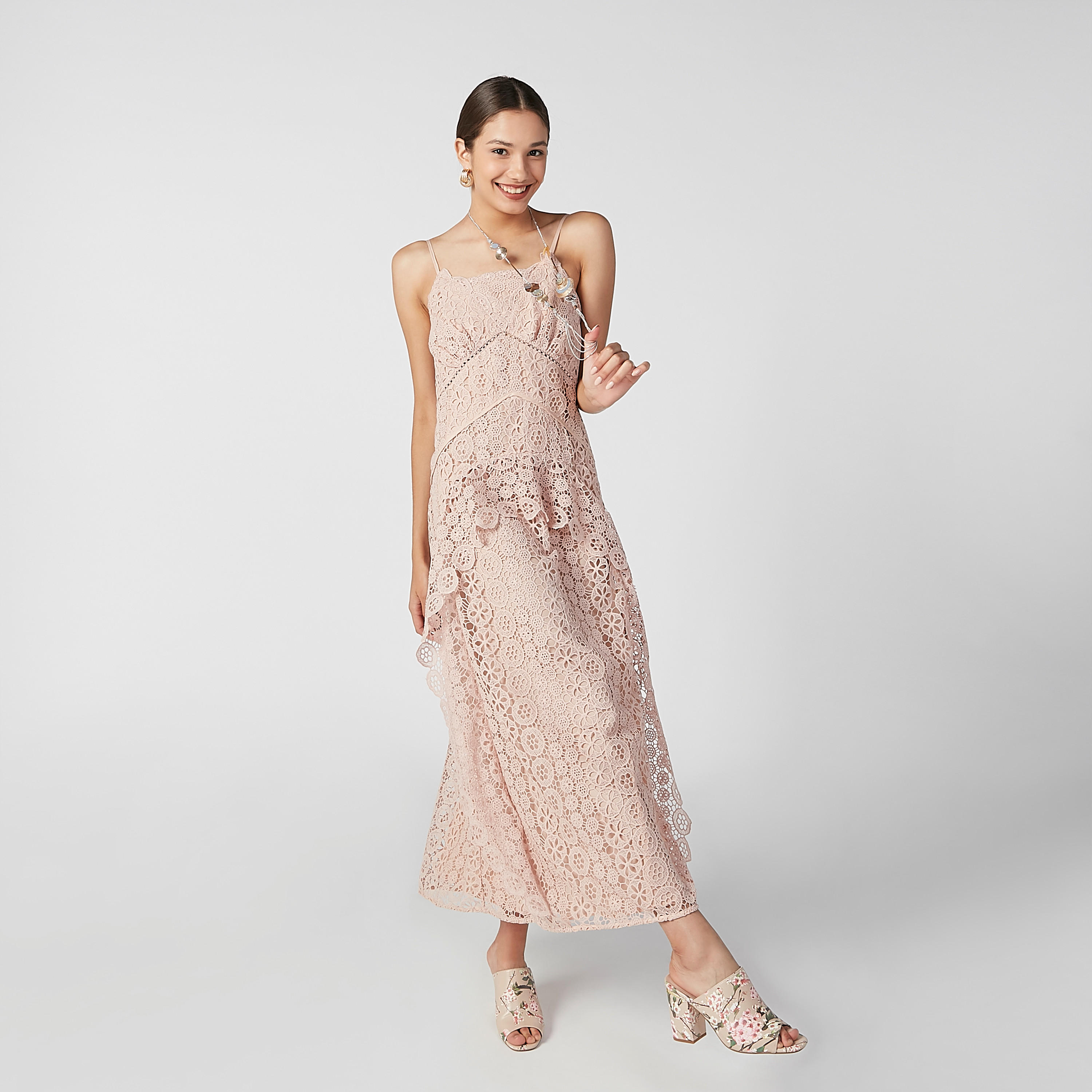 فستان دانتيل طويل إيه لاين بحمّالات رفيعة من إيل-women-clothing-dresses-image-5