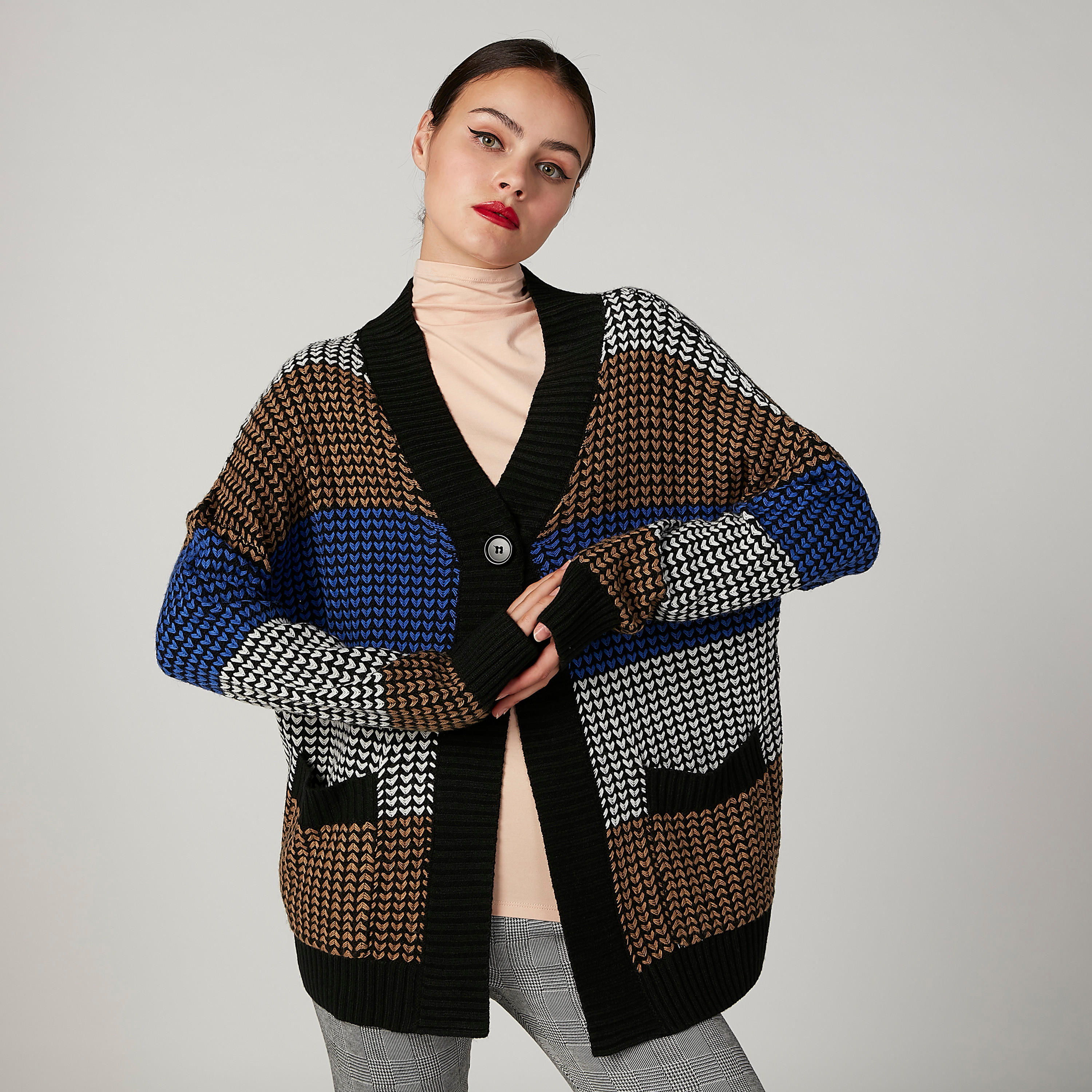 كارديجان بارز الملمس بأكمام طويلة من إيل-women-winterwear-cardigansandjumpers-cardigans-image-1