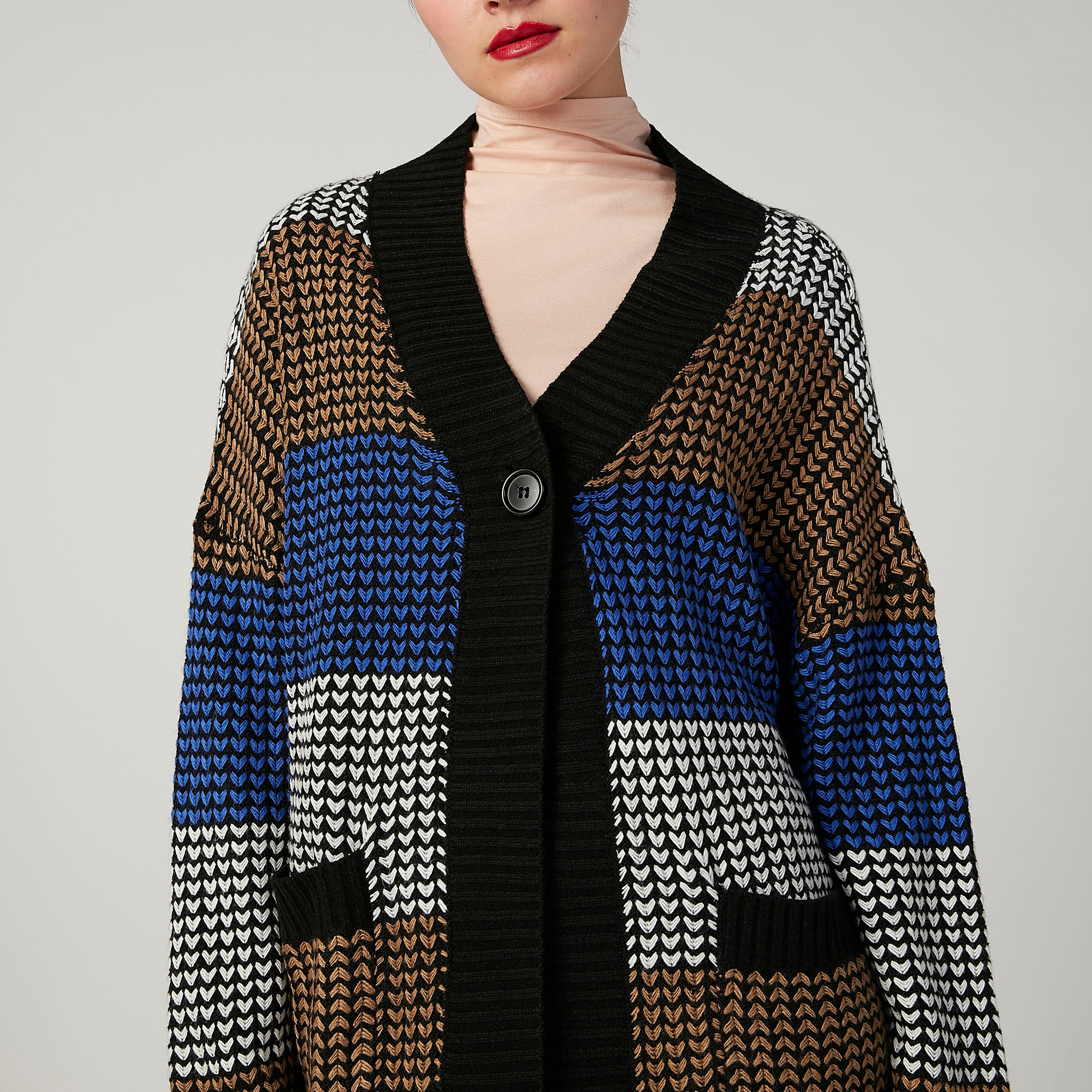 كارديجان بارز الملمس بأكمام طويلة من إيل-women-winterwear-cardigansandjumpers-cardigans-image-2