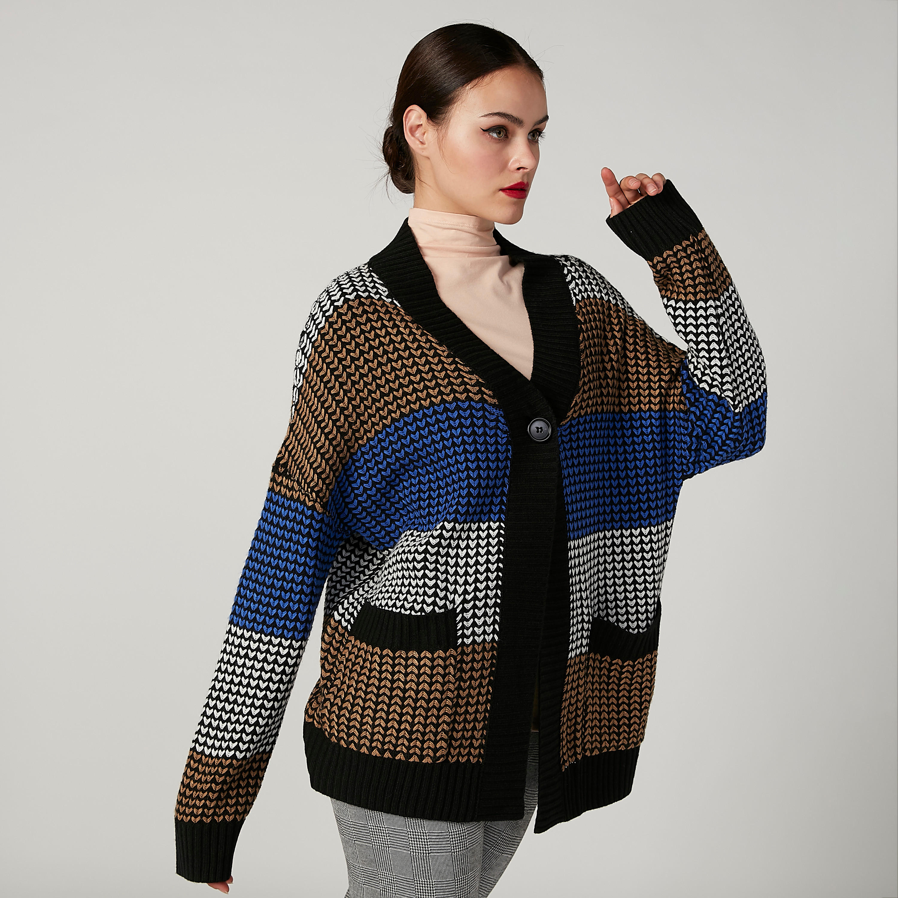 كارديجان بارز الملمس بأكمام طويلة من إيل-women-winterwear-cardigansandjumpers-cardigans-image-4