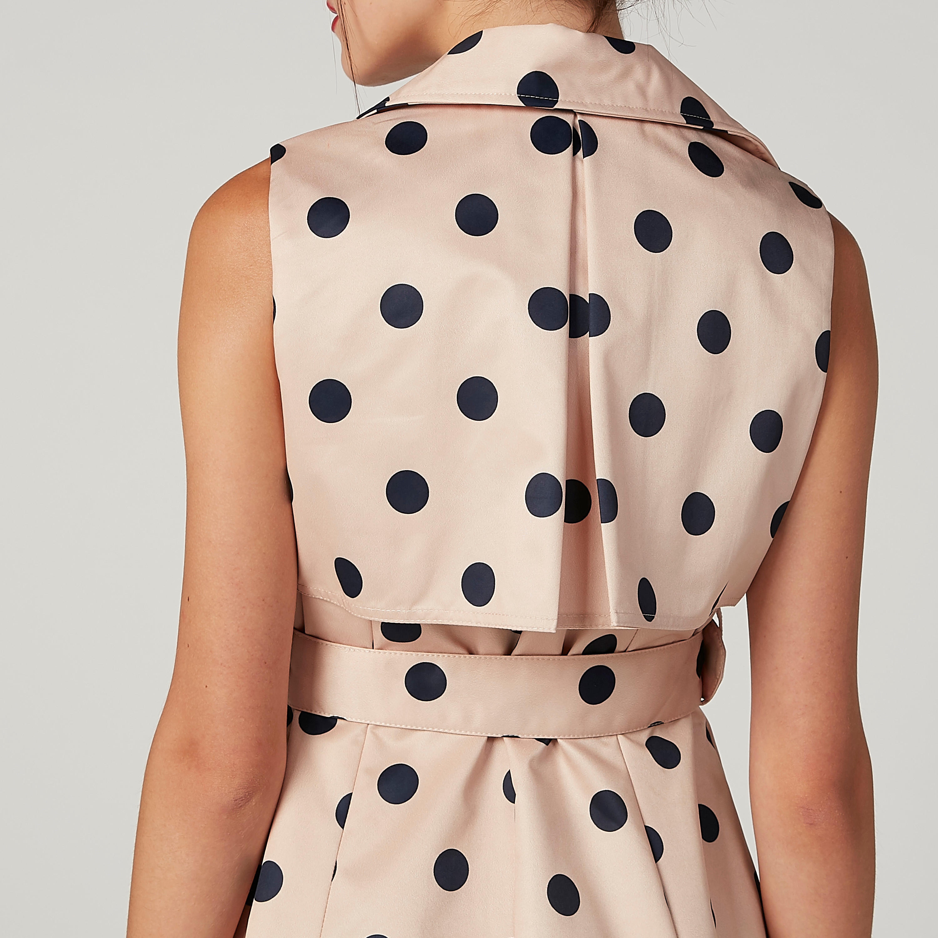 فستان ميدي إيه لاين دون أكمام بأربطة وطبعات منقّطة من إيل-women-clothing-dresses-image-4