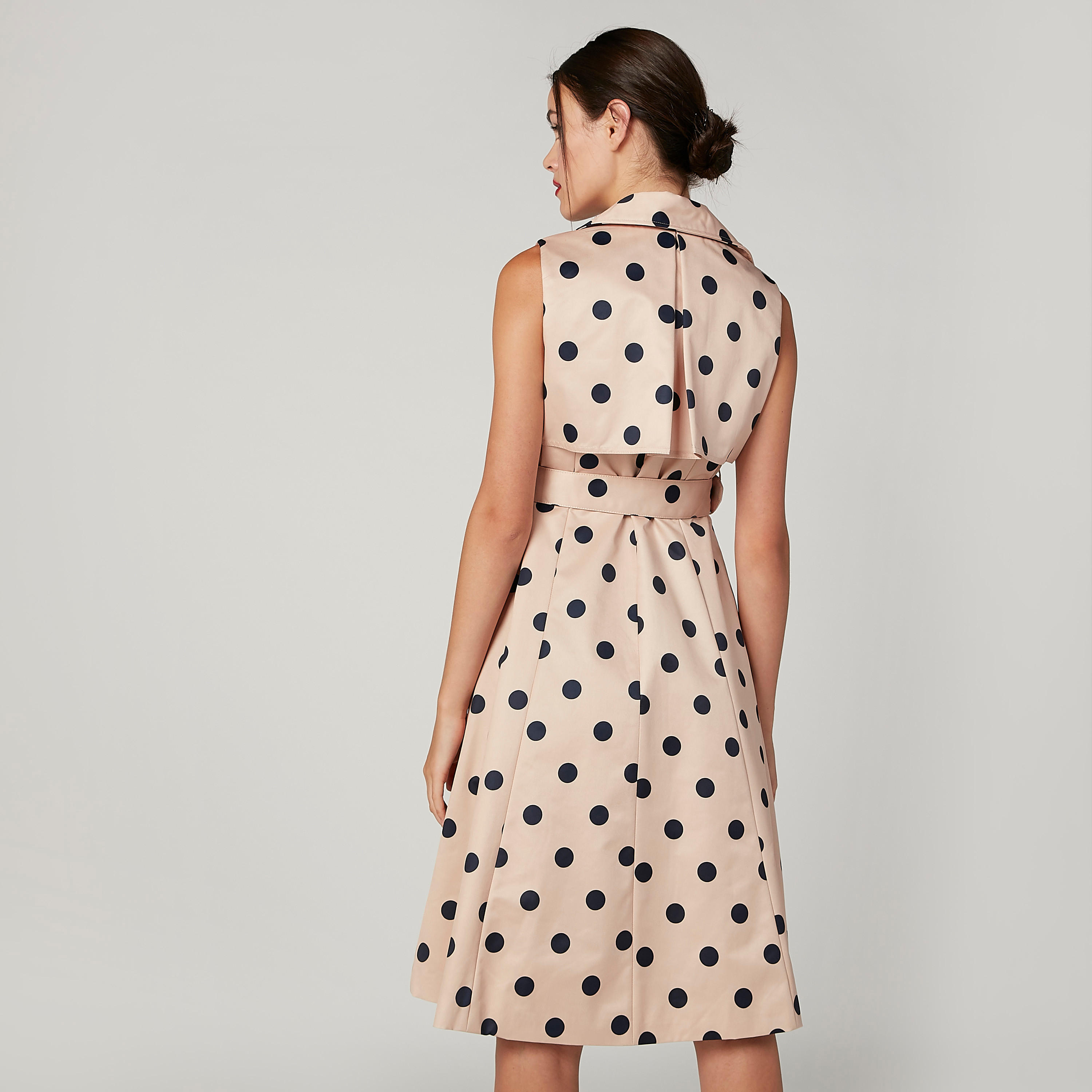 فستان ميدي إيه لاين دون أكمام بأربطة وطبعات منقّطة من إيل-women-clothing-dresses-image-5