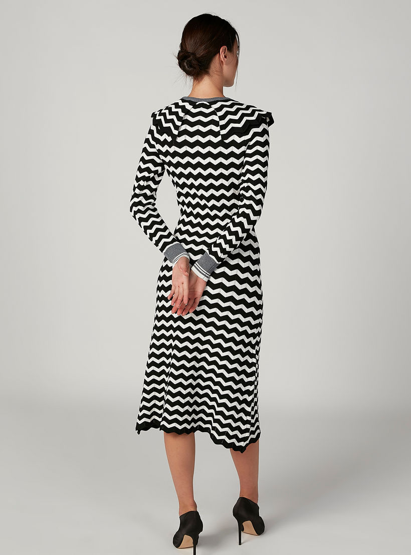 فستان ميدي إيه لاين مقلّم بياقة مستديرة وأكمام طويلة من إيل-women-clothing-dresses-image-3