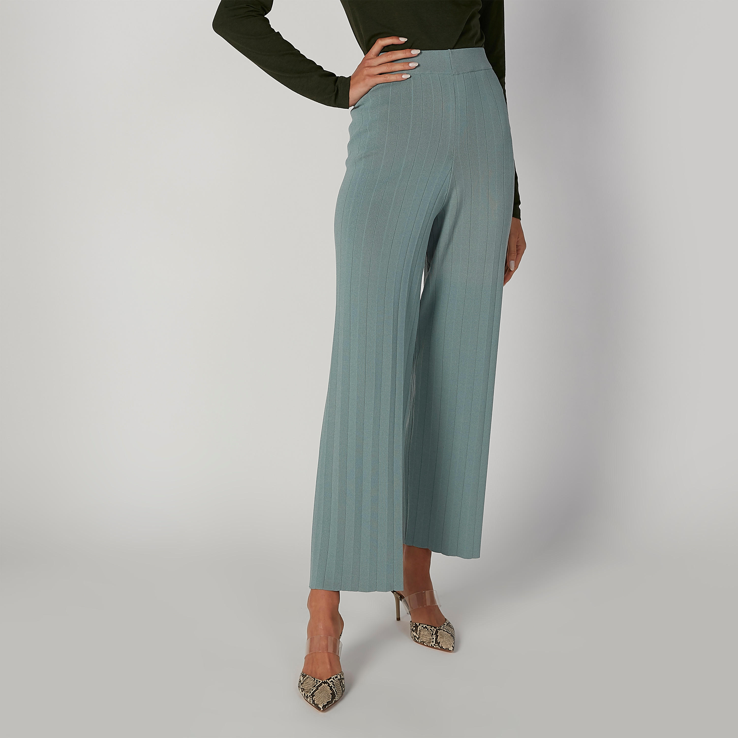 بنطلون بالازو بارز الملمس بقصّة واسعة وخصر مطاطي من إيل-women-clothing-bottoms-trousers-image-2