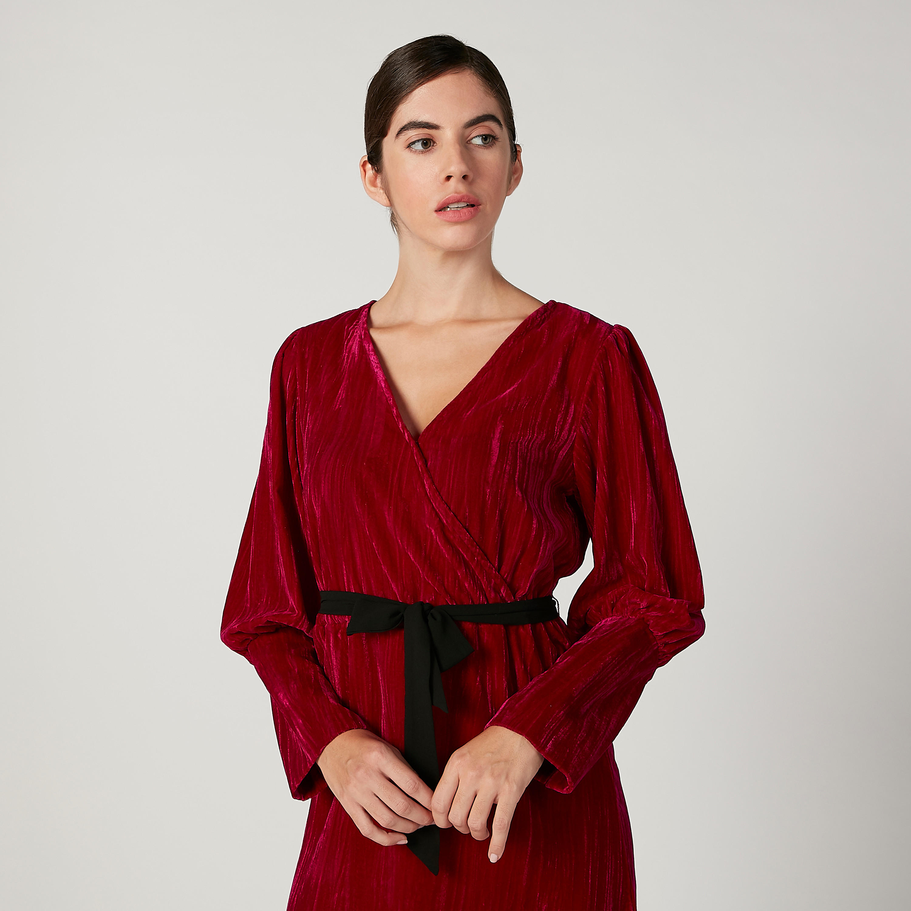 فستان ميدي بارز الملمس بأكمام طويلة وأربطة من إيل-women-clothing-dresses-image-3
