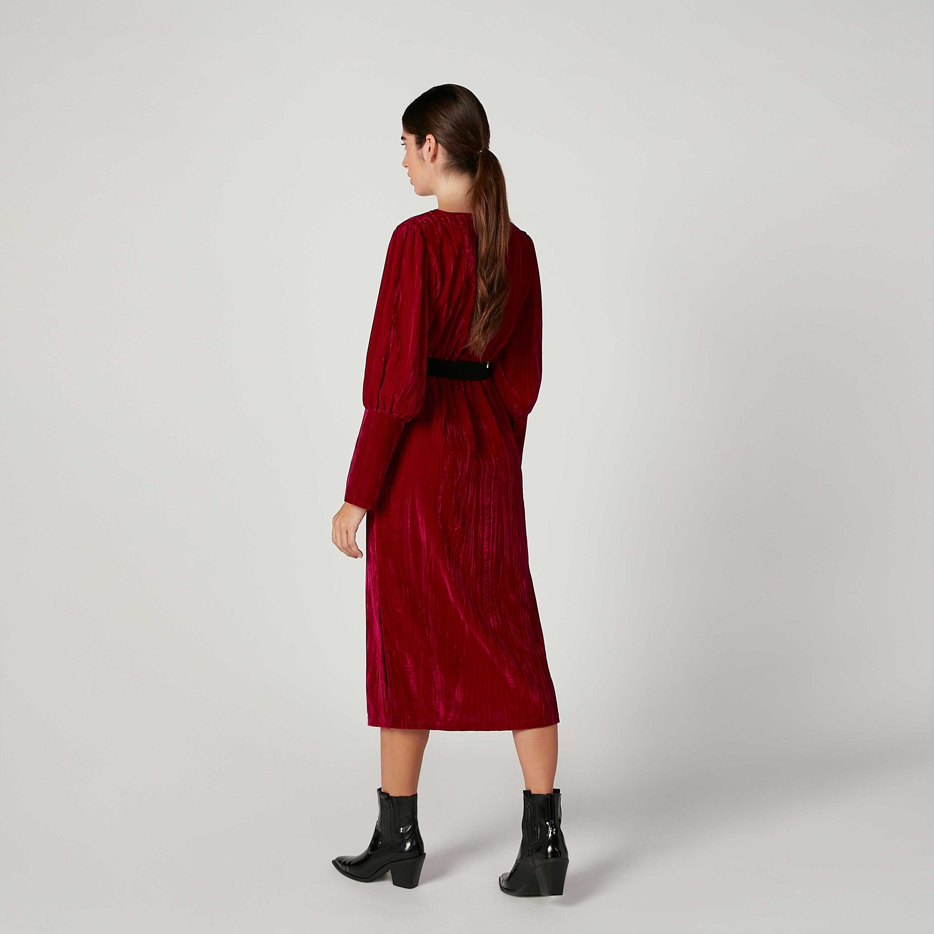 فستان ميدي بارز الملمس بأكمام طويلة وأربطة من إيل-women-clothing-dresses-image-4