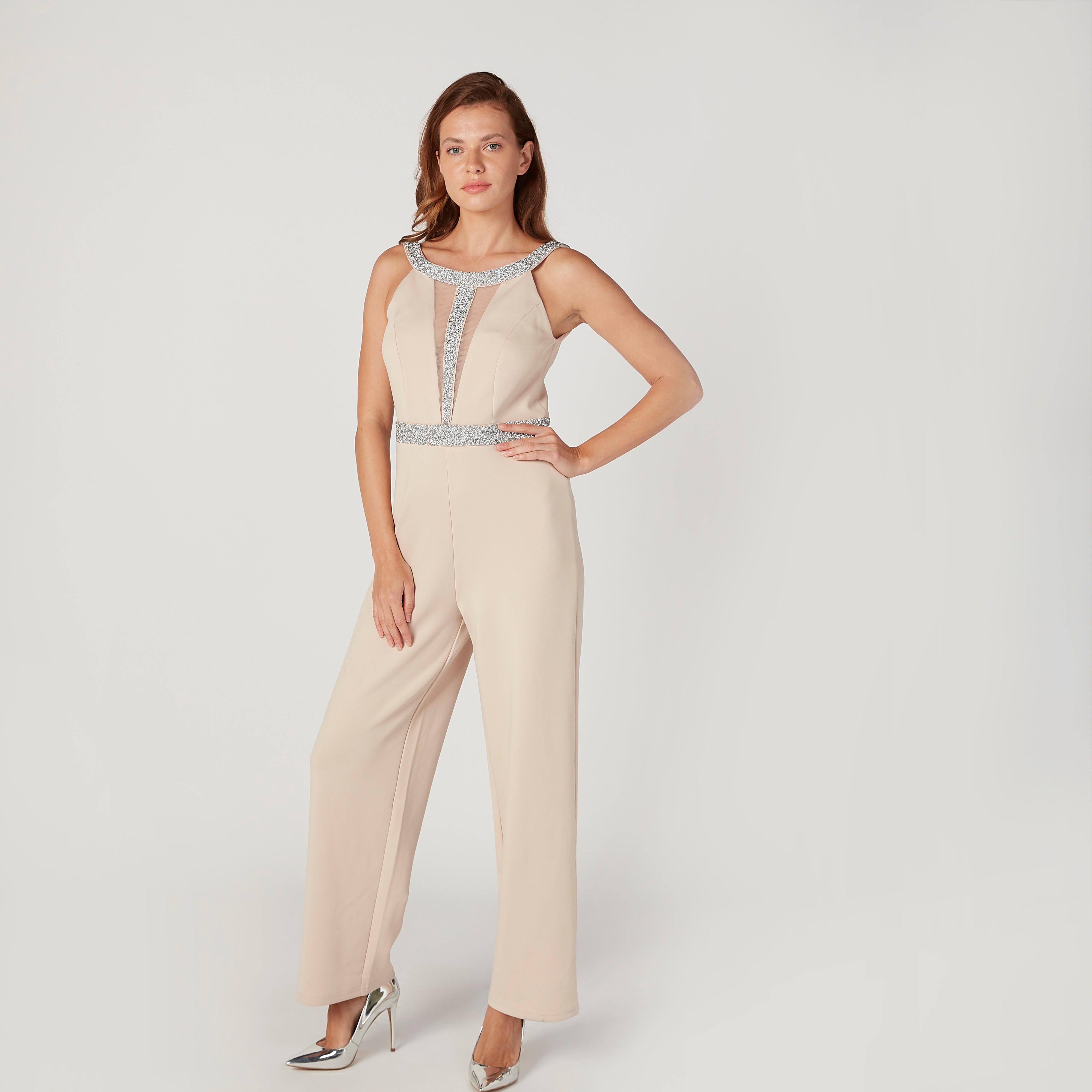 أفرول مزّين دون أكمام بسحّاب إغلاق من إيل-women-clothing-jumpsuits-image-1