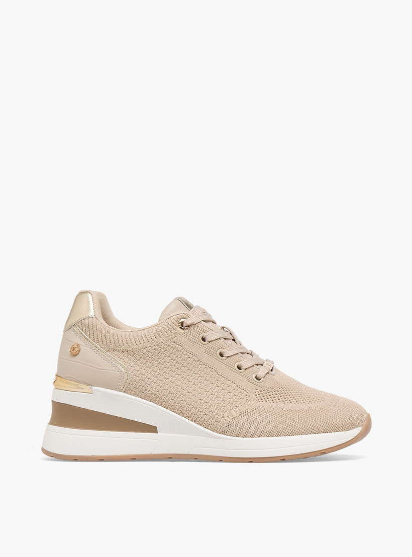 XTI Women Textured Wedge Heel Ankle Sneakers-women-shoes-sneakers-image-3