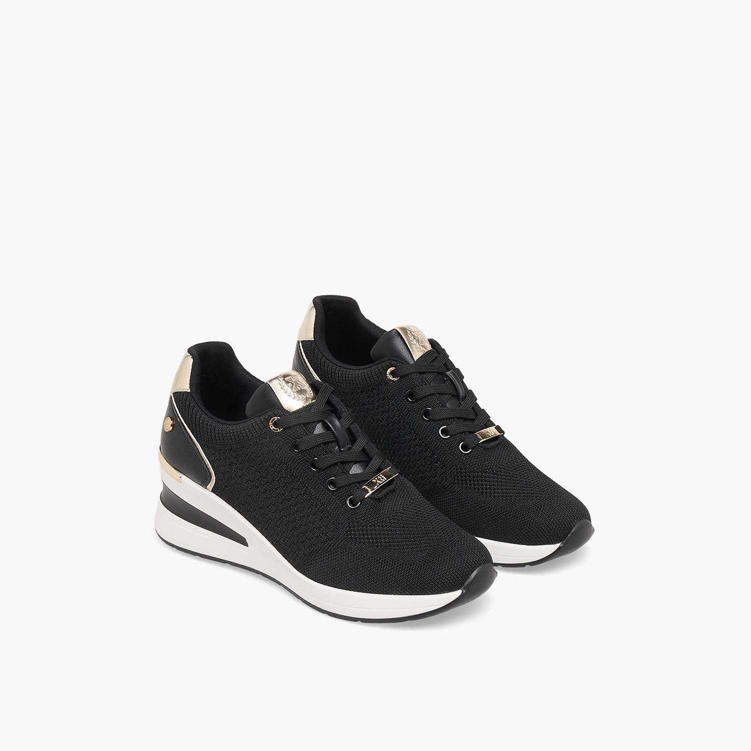 XTI Women Textured Wedge Heel Ankle Sneakers-women-shoes-sneakers-image-1