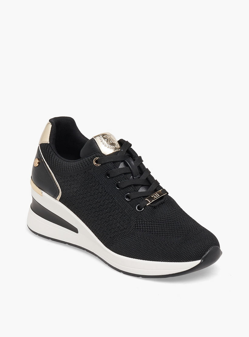 XTI Women Textured Wedge Heel Ankle Sneakers-women-shoes-sneakers-image-2
