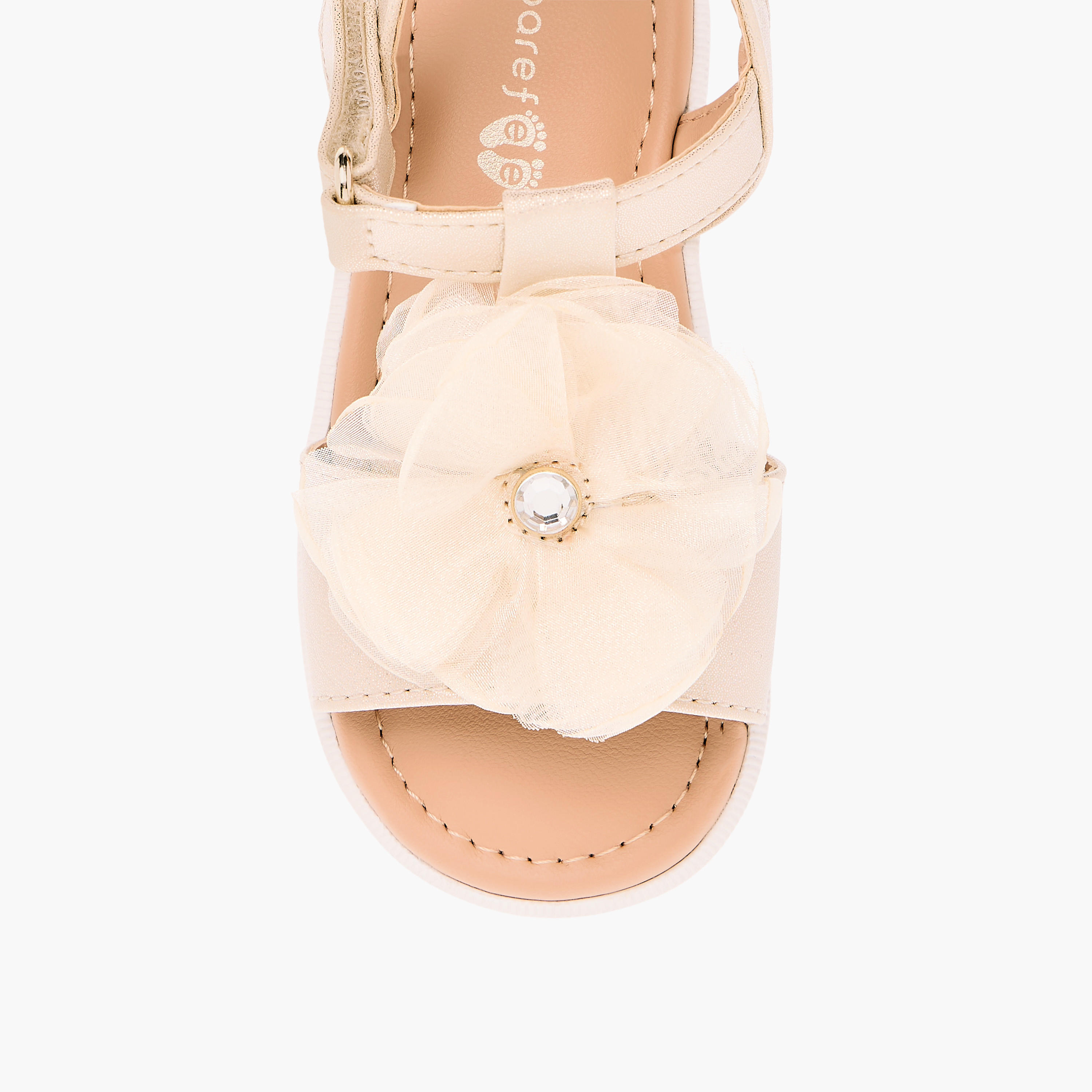 Barefeet Flower Applique Sandals with Hook and Loop Closure-girls-shoes-sandals-image-3