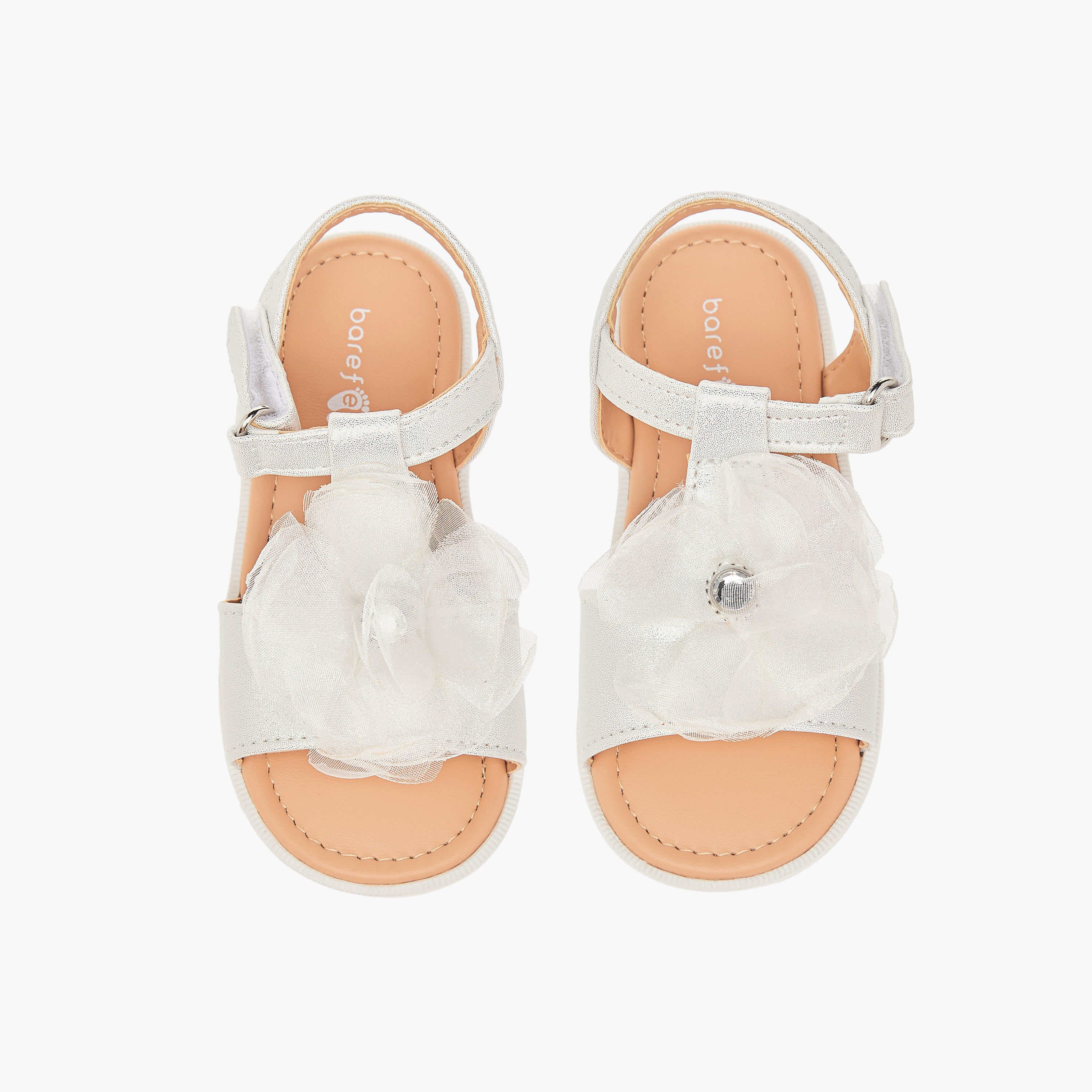 صندل مزين بالزهور بشريط إغلاق لاصق من بيرفيت-girls-shoes-sandals-image-1