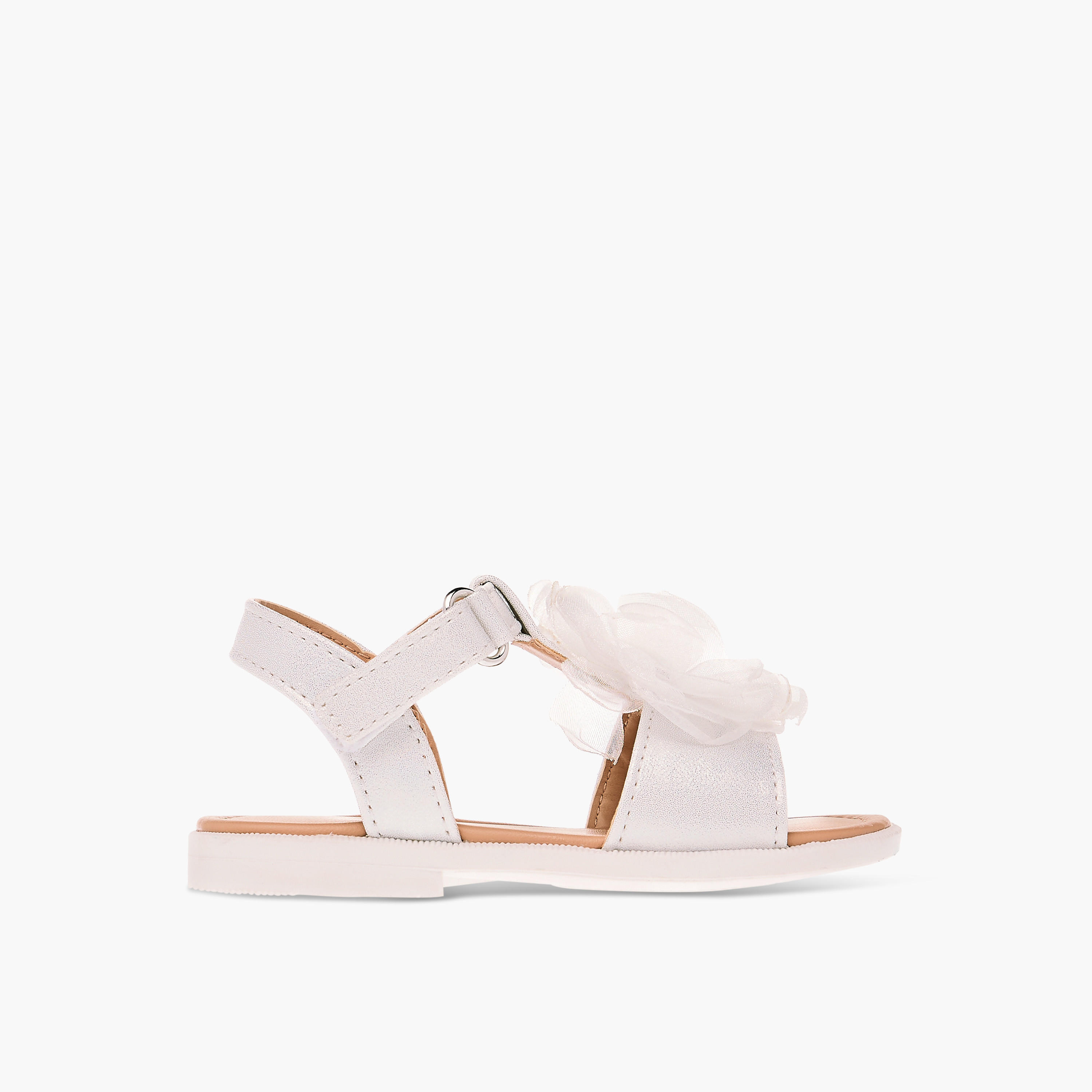 Barefeet Flower Applique Sandals with Hook and Loop Closure-girls-shoes-sandals-image-2