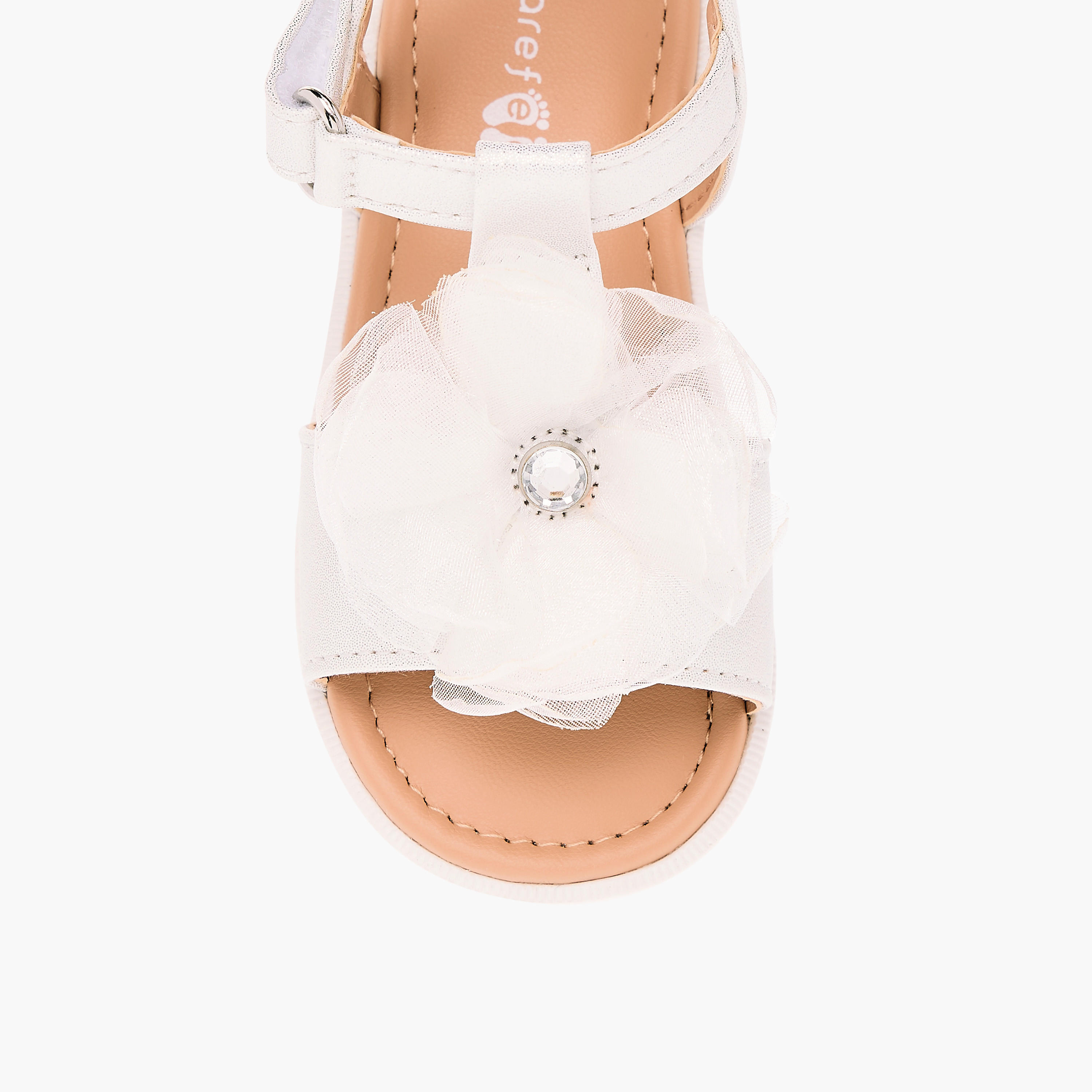 Barefeet Flower Applique Sandals with Hook and Loop Closure-girls-shoes-sandals-image-3