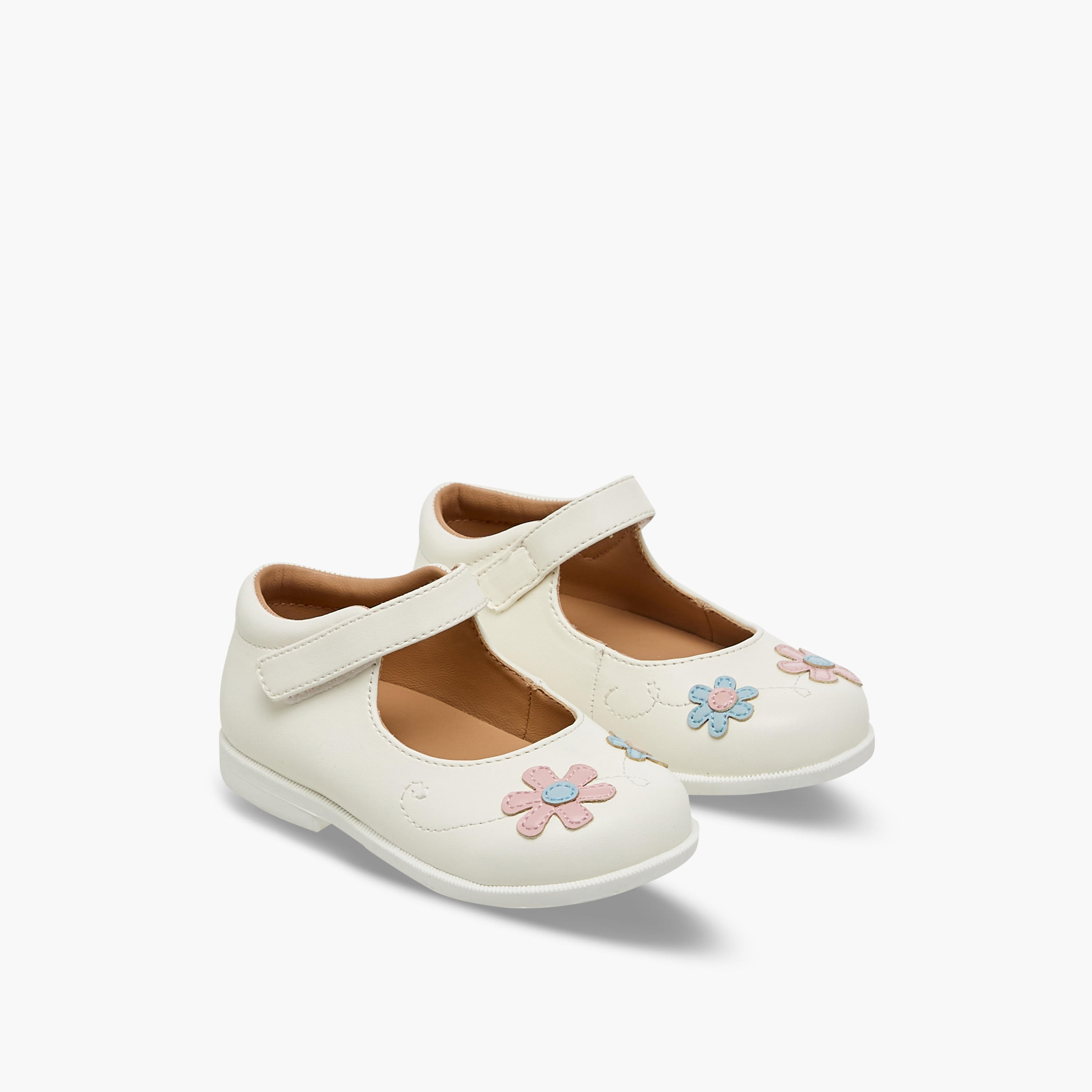 Barefeet Girls Floral Embroidered Mary Jane Shoes-girls-shoes-maryjanes-image-1