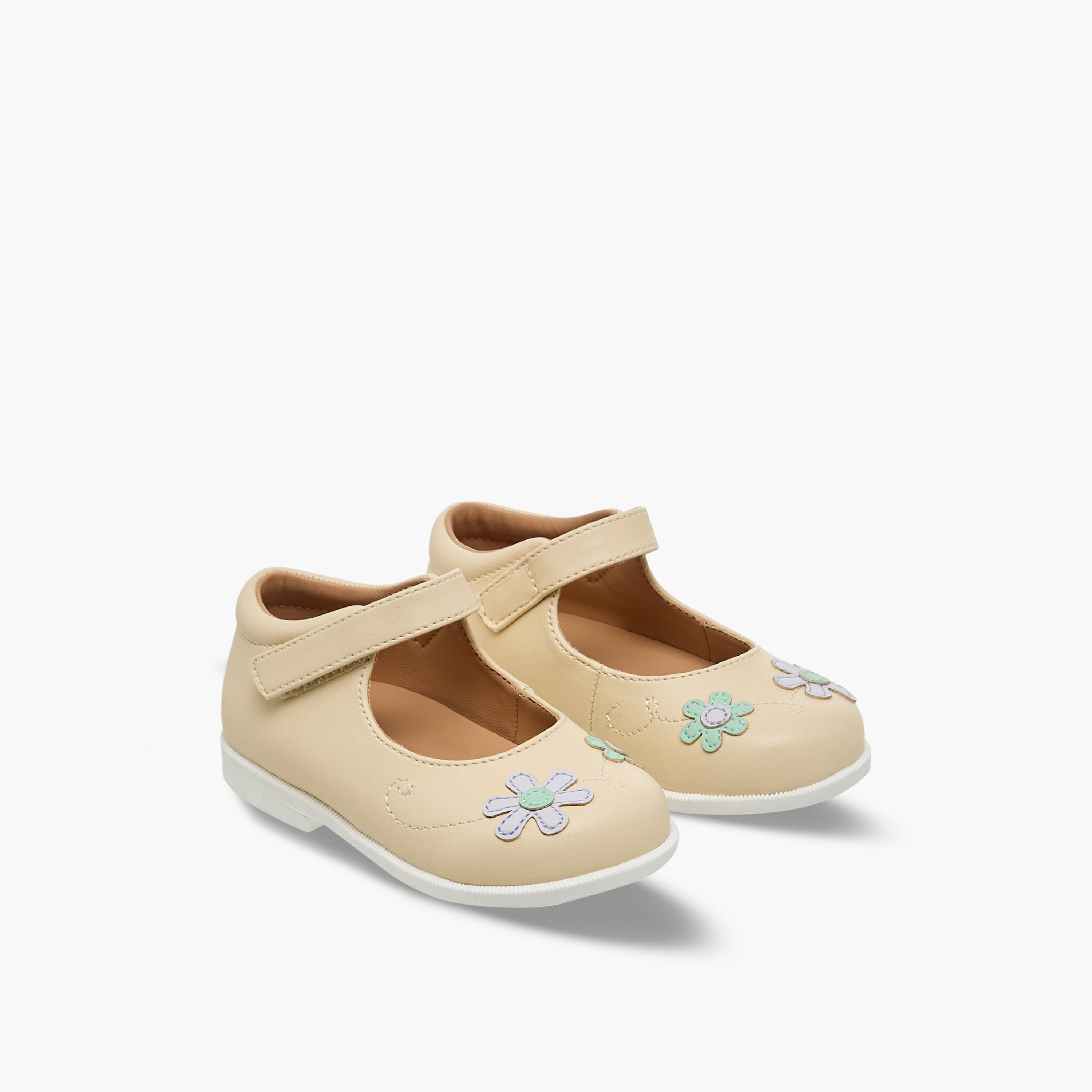 Barefeet Girls Floral Embroidered Mary Jane Shoes-girls-shoes-maryjanes-image-1