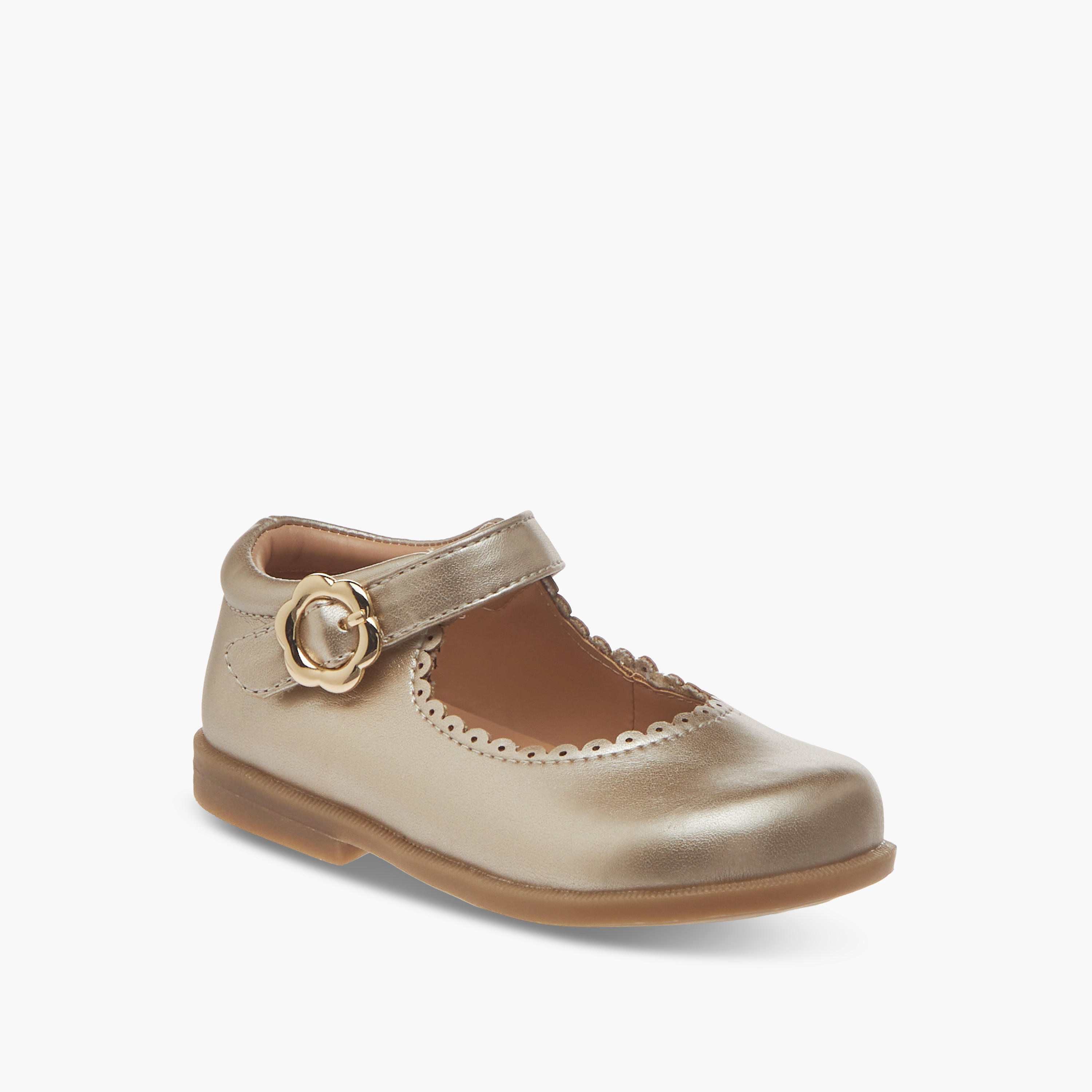 Barefeet Scallop Detail Mary Jane Shoes with Hook and Loop Closure-girls-shoes-maryjanes-image-2