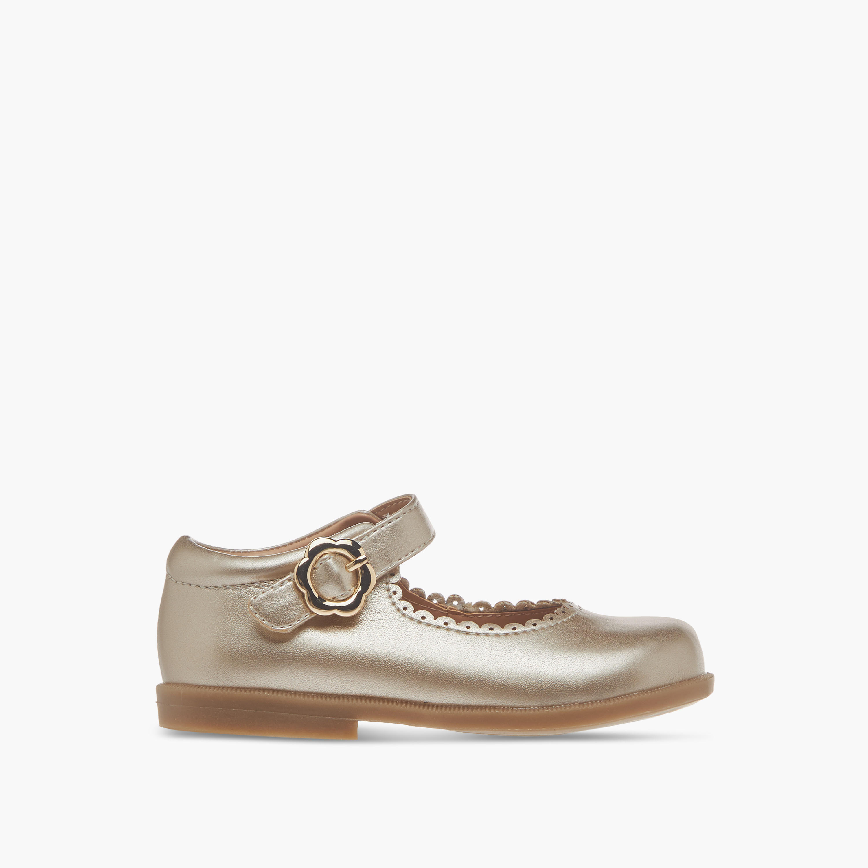 Barefeet Scallop Detail Mary Jane Shoes with Hook and Loop Closure-girls-shoes-maryjanes-image-3