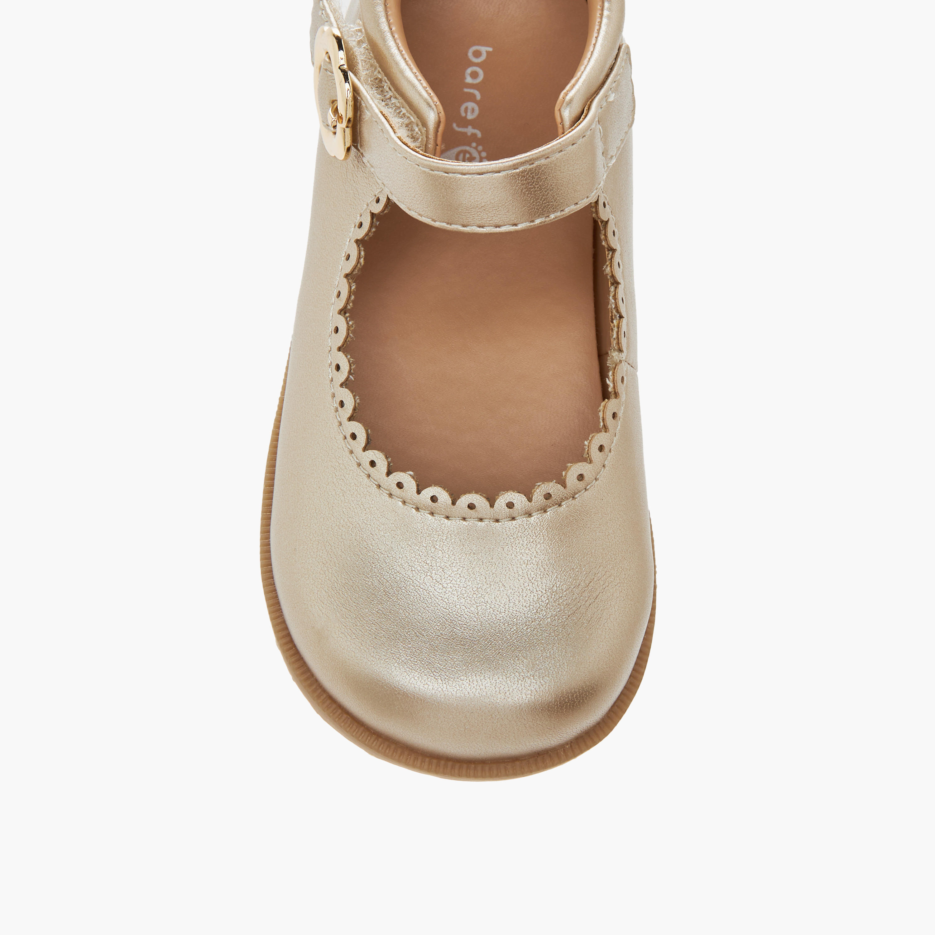 Barefeet Scallop Detail Mary Jane Shoes with Hook and Loop Closure-girls-shoes-maryjanes-image-4