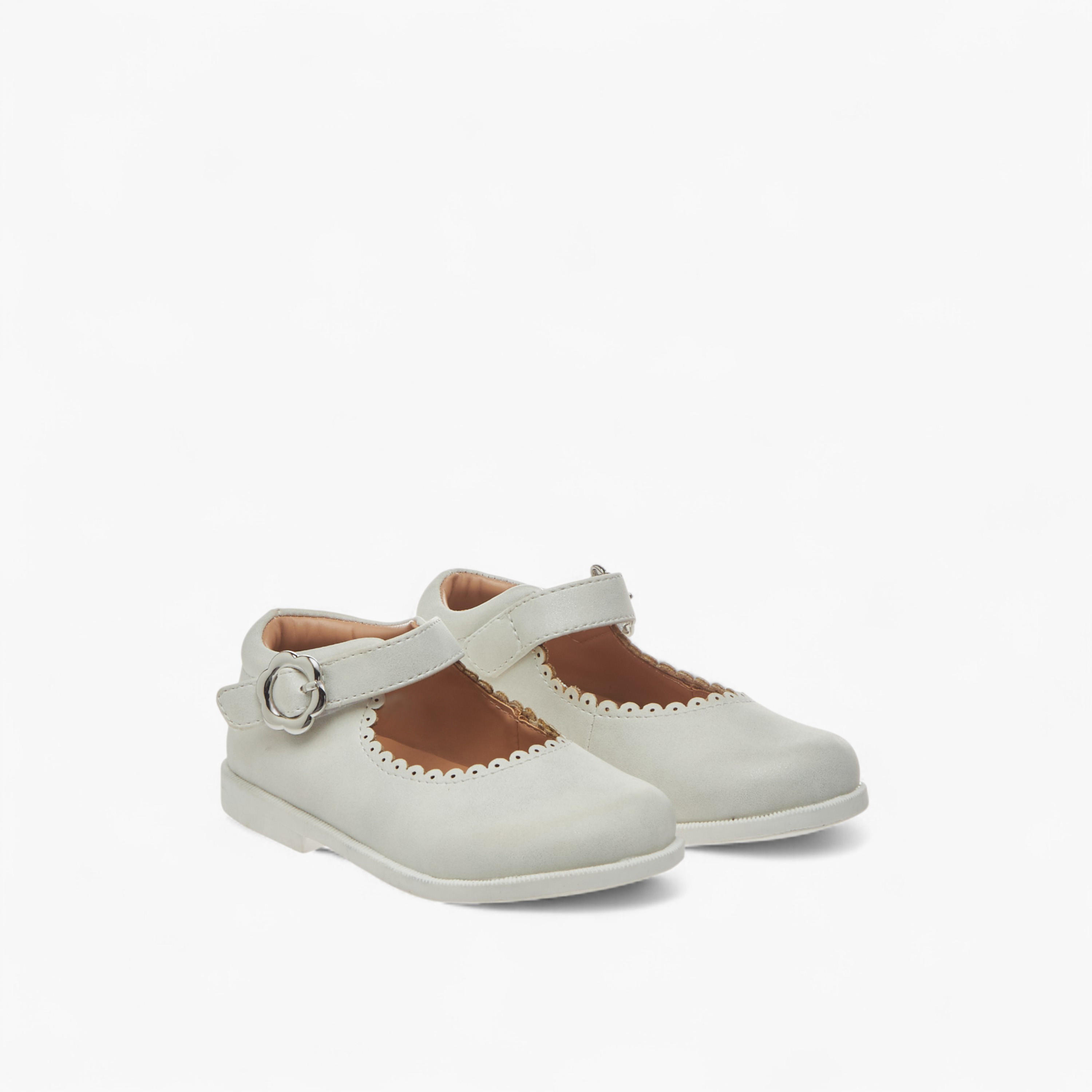 Barefeet Scallop Detail Mary Jane Shoes with Hook and Loop Closure-girls-shoes-maryjanes-image-1