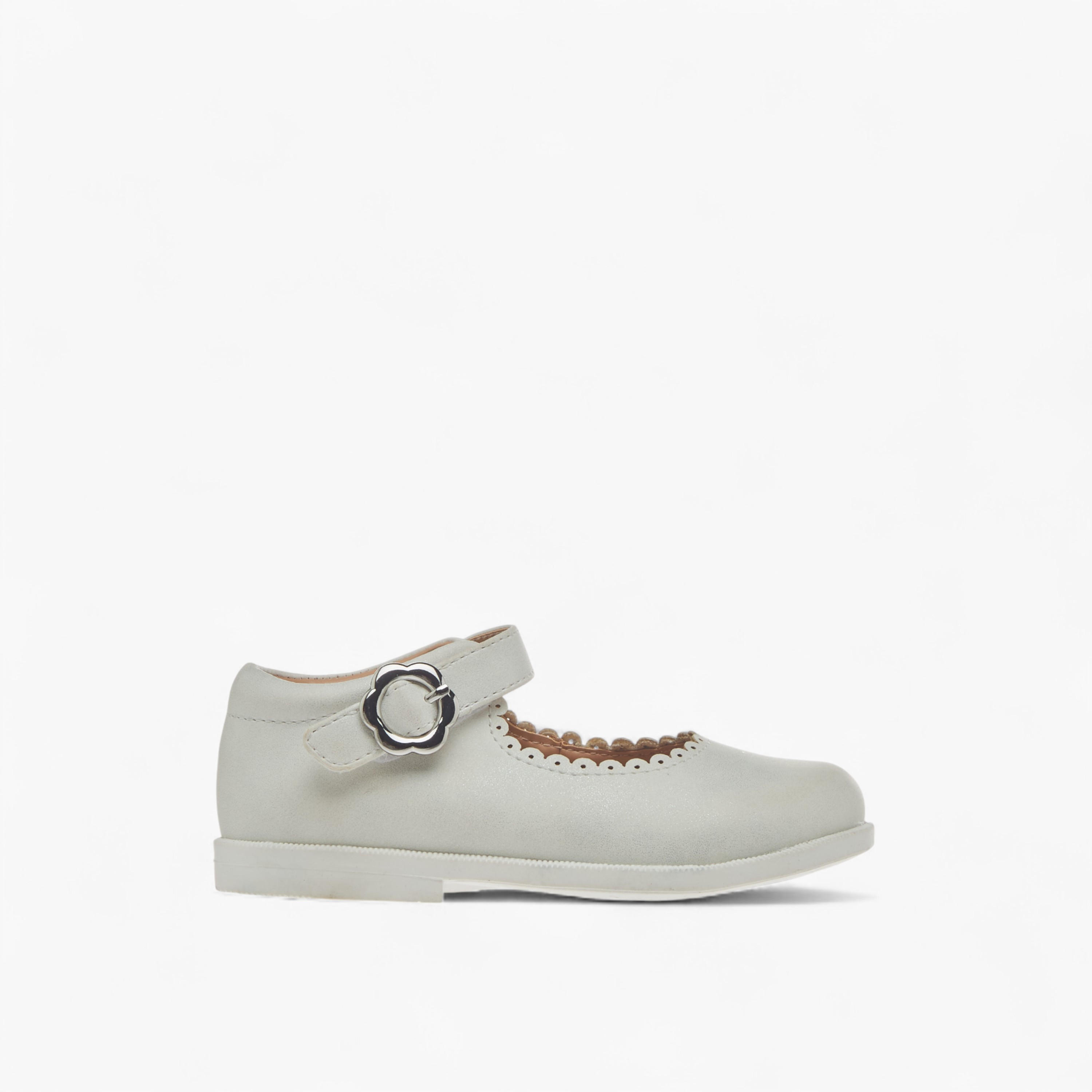Barefeet Scallop Detail Mary Jane Shoes with Hook and Loop Closure-girls-shoes-maryjanes-image-3