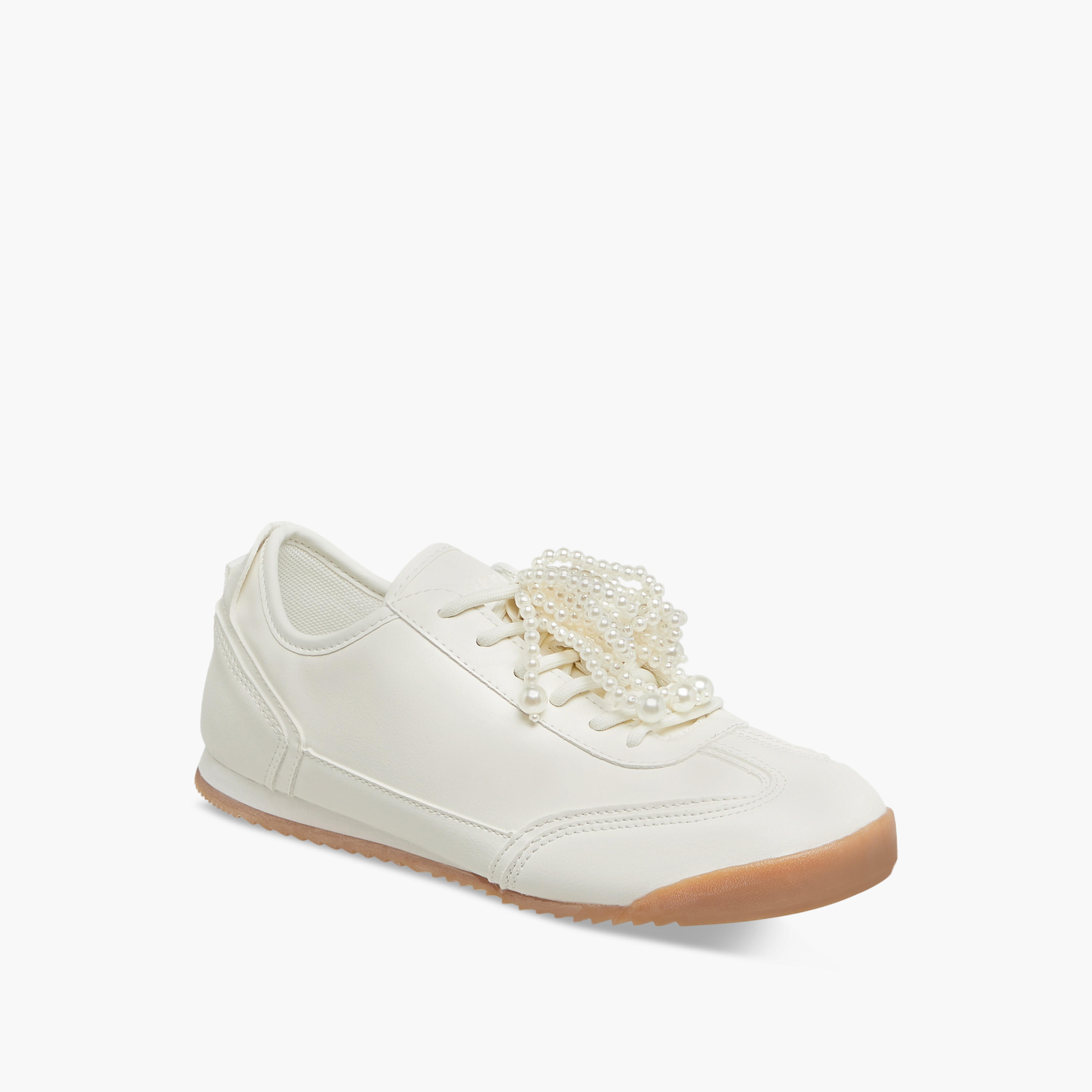 Missy Pearl Embellished Sneakers with Lace-Up Closure-women-shoes-sneakers-image-2