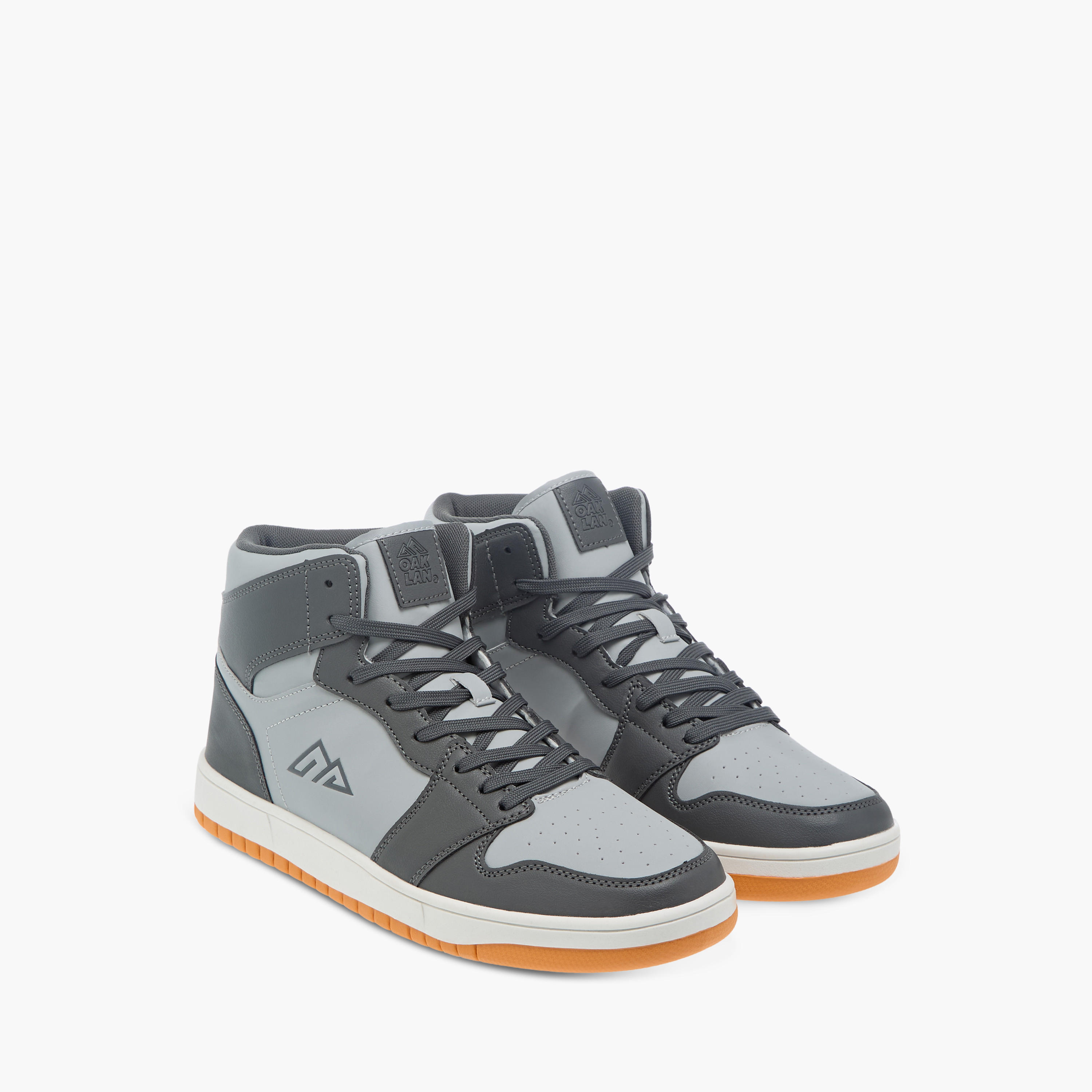 Oaklan by Shoexpress Panelled High Cut Sneakers with Lace-Up Closure-men-shoes-sneakers-image-1