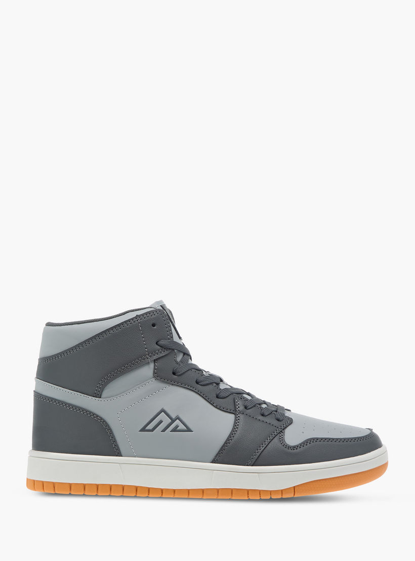 Oaklan by Shoexpress Panelled High Cut Sneakers with Lace-Up Closure-men-shoes-sneakers-image-3
