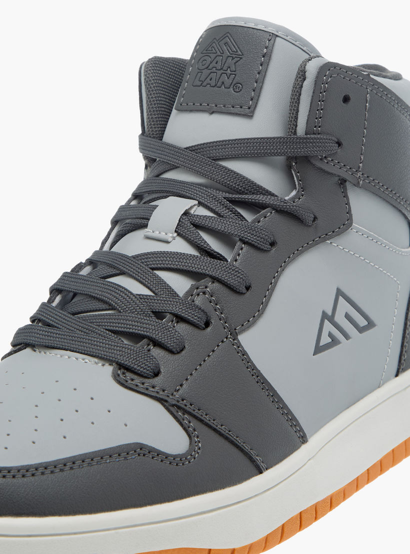 Oaklan by Shoexpress Panelled High Cut Sneakers with Lace-Up Closure-men-shoes-sneakers-image-4